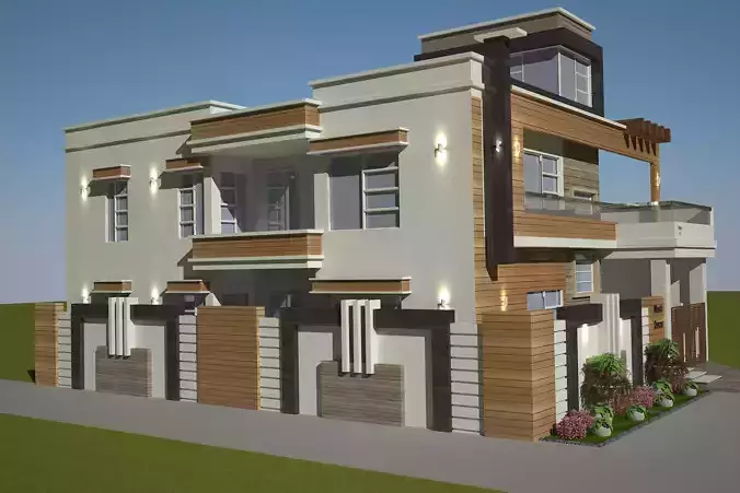 Modern Elevation Corner House Residential 153