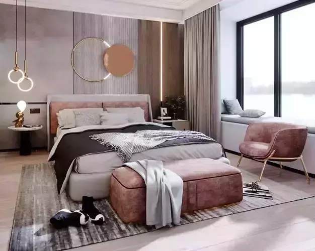 contemporary bedroom design 3D model