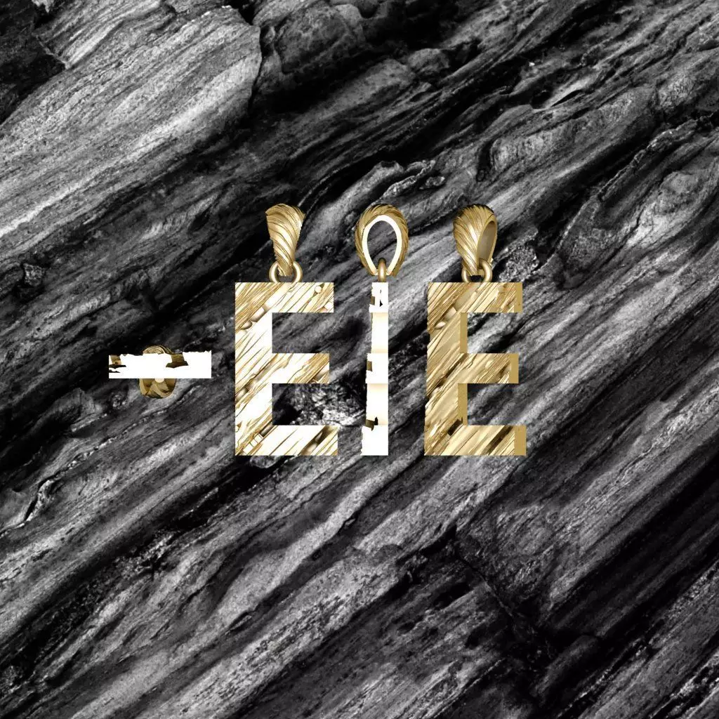 E Letter Alphabet Wooden Texture Pendant 3D Print Model 3D print model_0