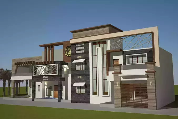 Modern Elevation Corner House Residential 154