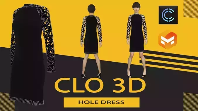 Hole dress Marvelous Designer or Clo3D ZPRJ