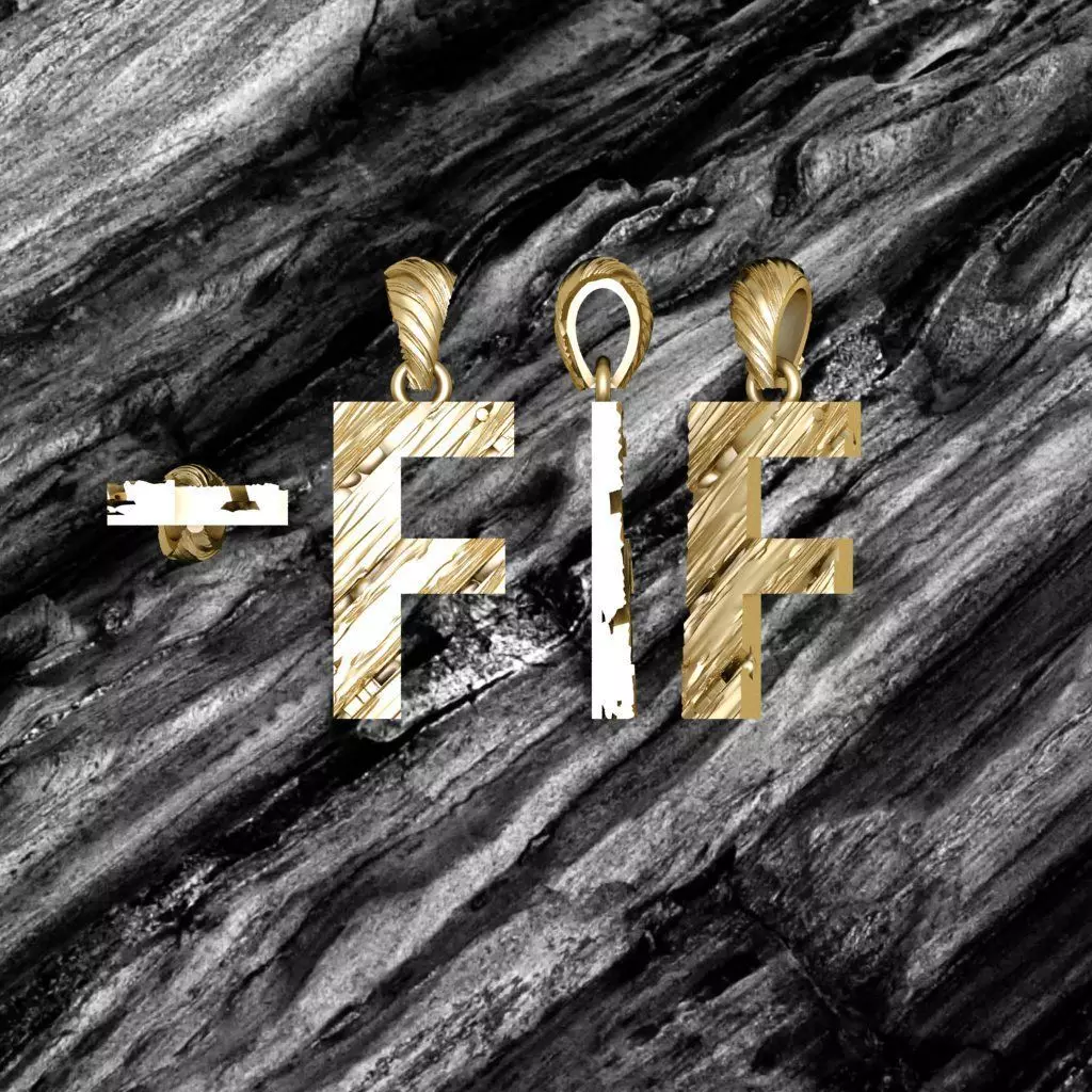 F Letter Alphabet Wooden Texture Pendant 3D Print Model 3D print model_0