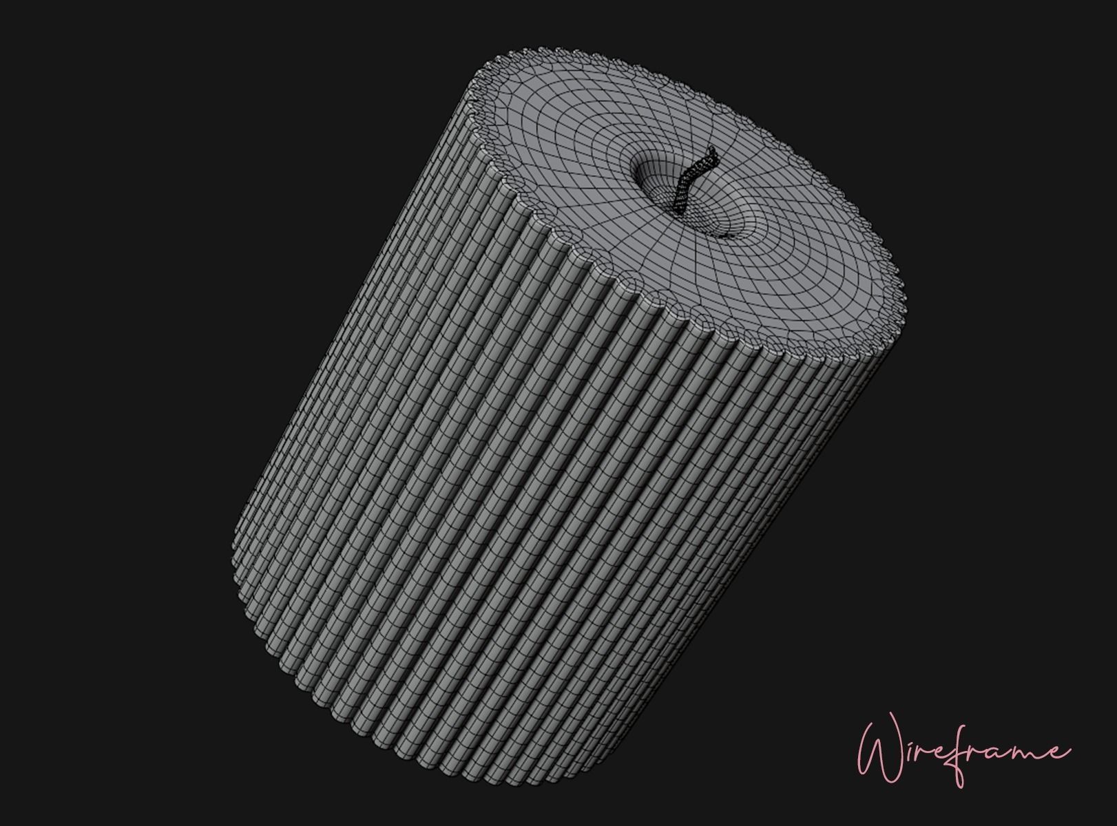 Realistic Ribbed Candle On A Plate  3D model_6