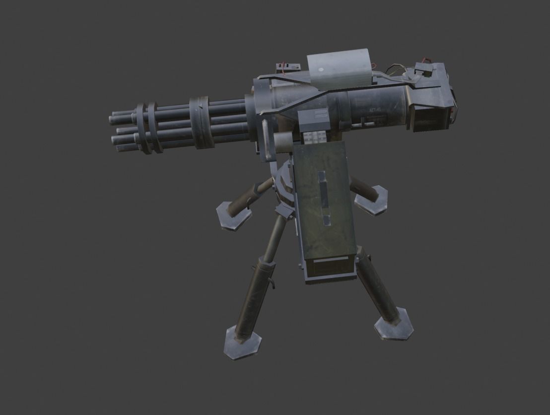 minigun turret Low-poly 3D model_2
