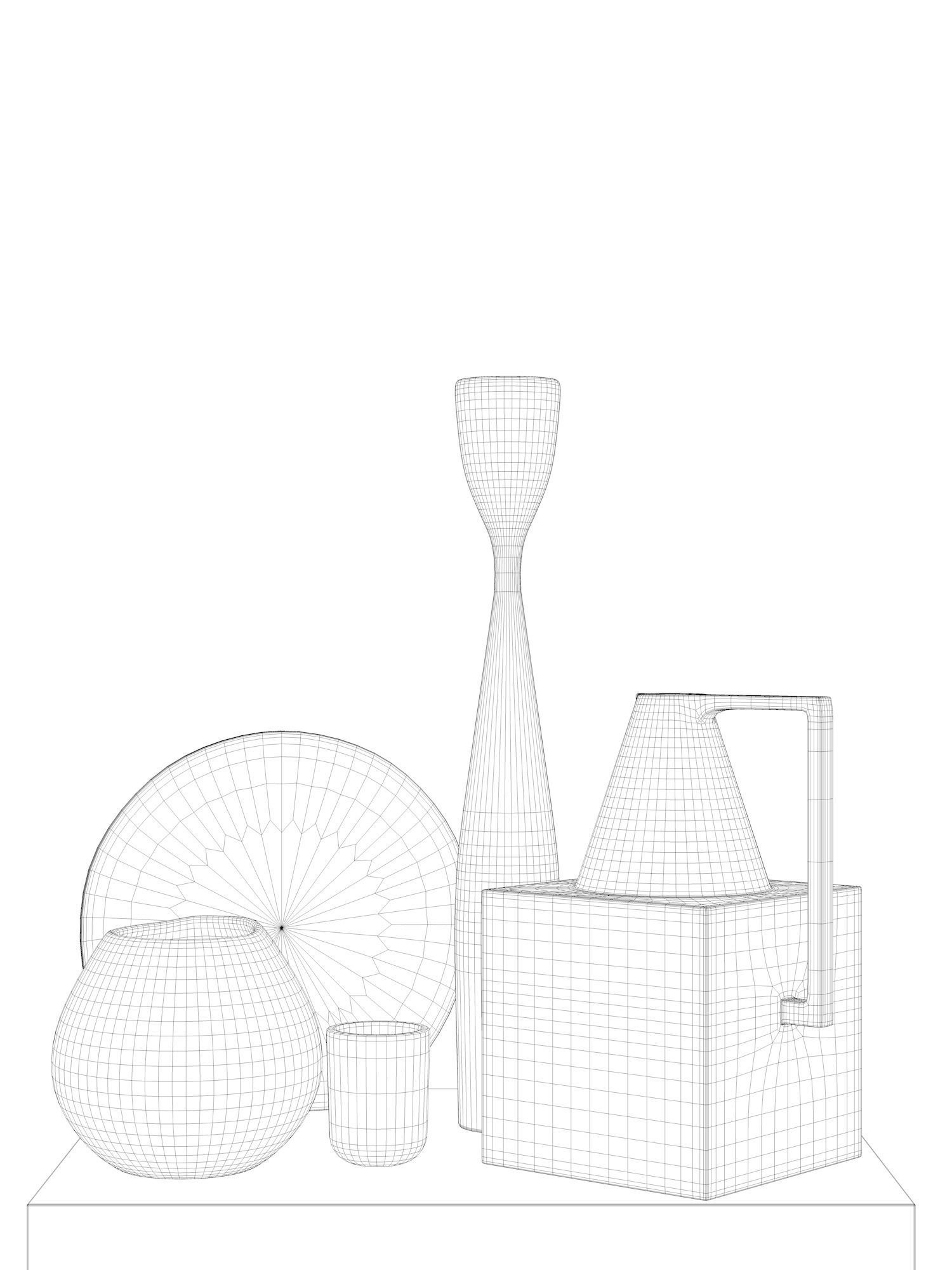 Pitcher with Vases 3D model_3