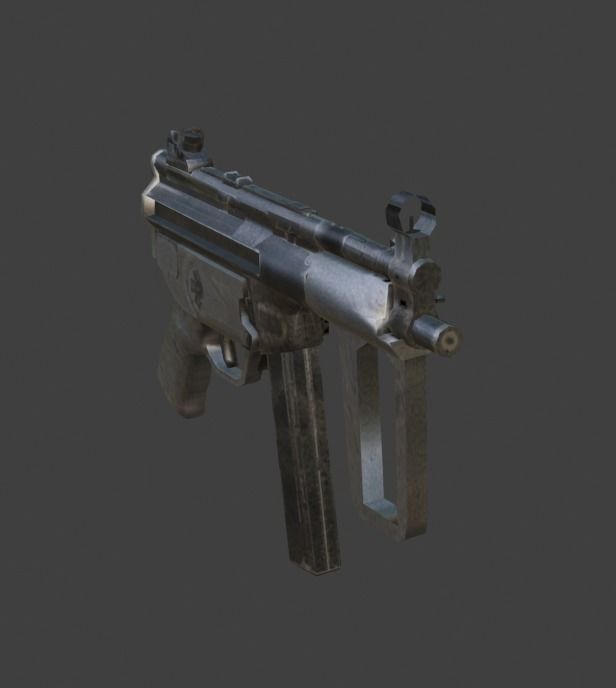 weapon mp5 gun Low-poly 3D model_2