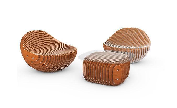 Parametric relax table and chairs 3D model