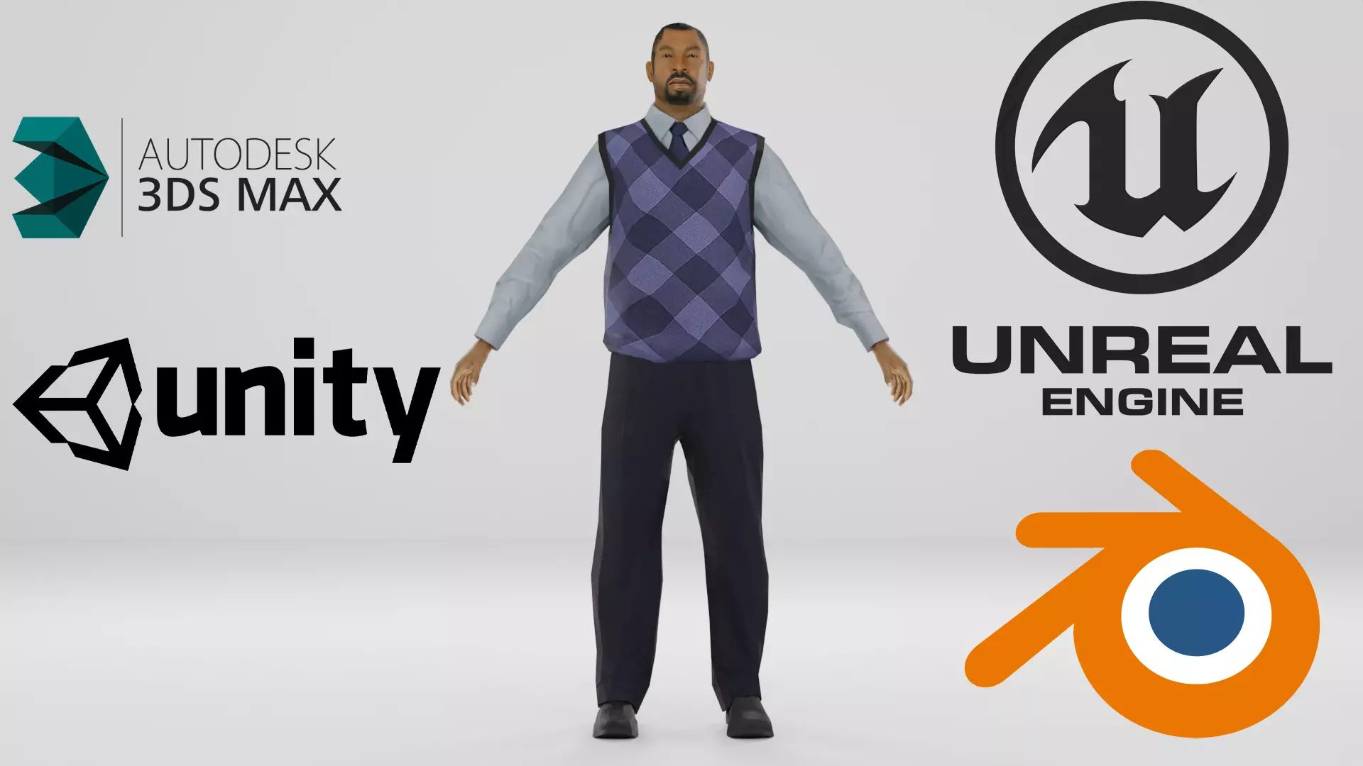 Businessman Low-poly 3D model_0