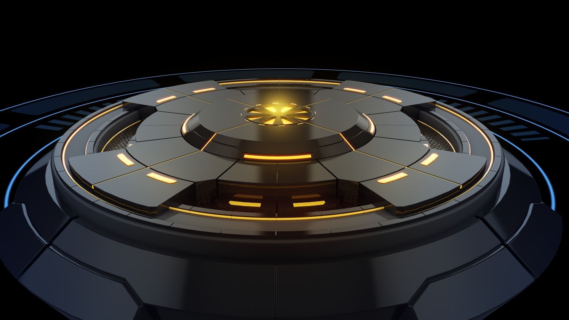 Future technology HUD information virtual reality booth 3D model_1