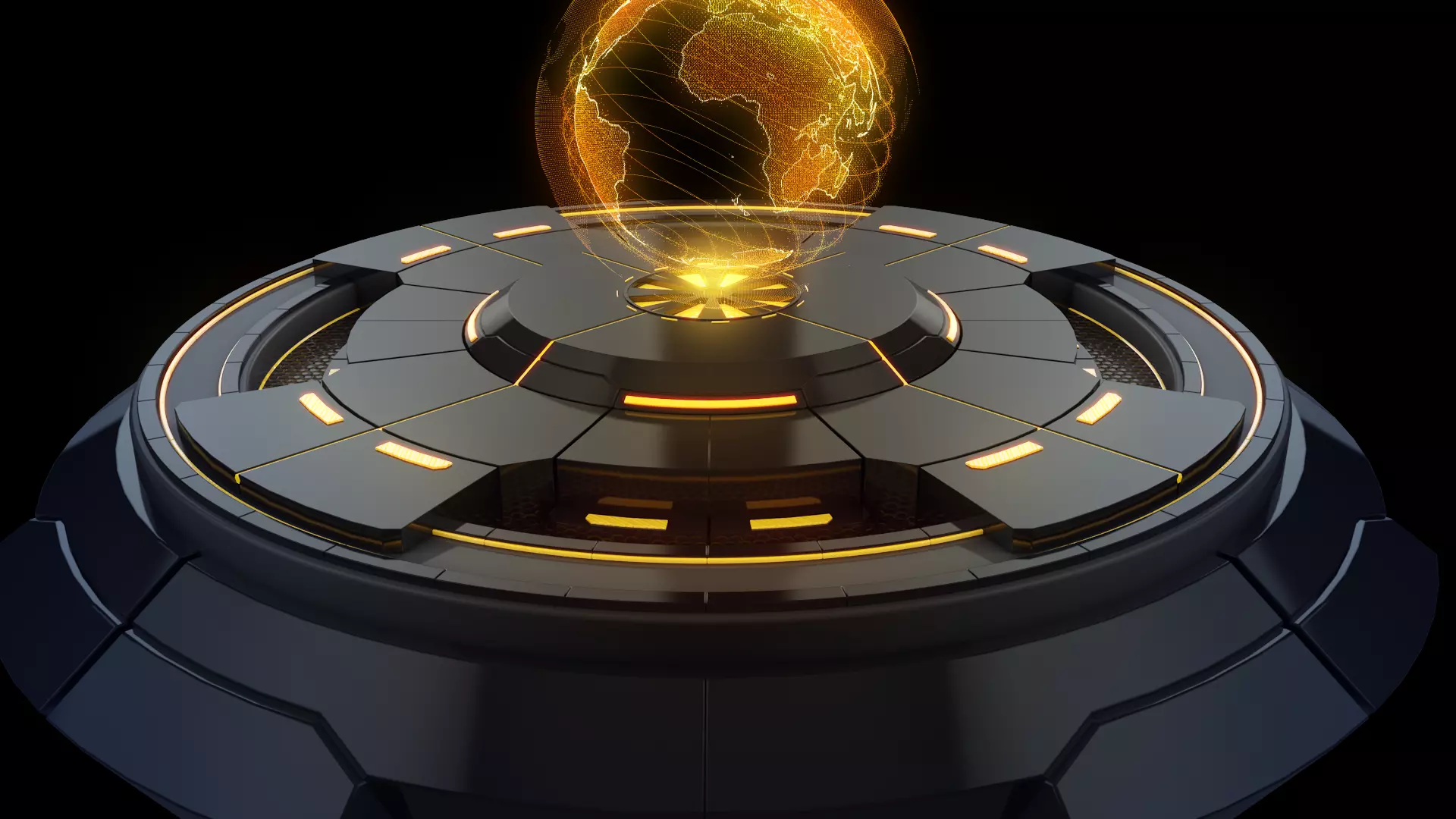 Future technology HUD information virtual reality booth 3D model_0