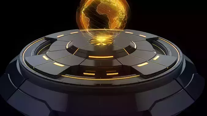 Future technology HUD information virtual reality booth 3D model