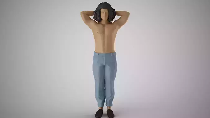 Man with Hands on Neck 3D print model