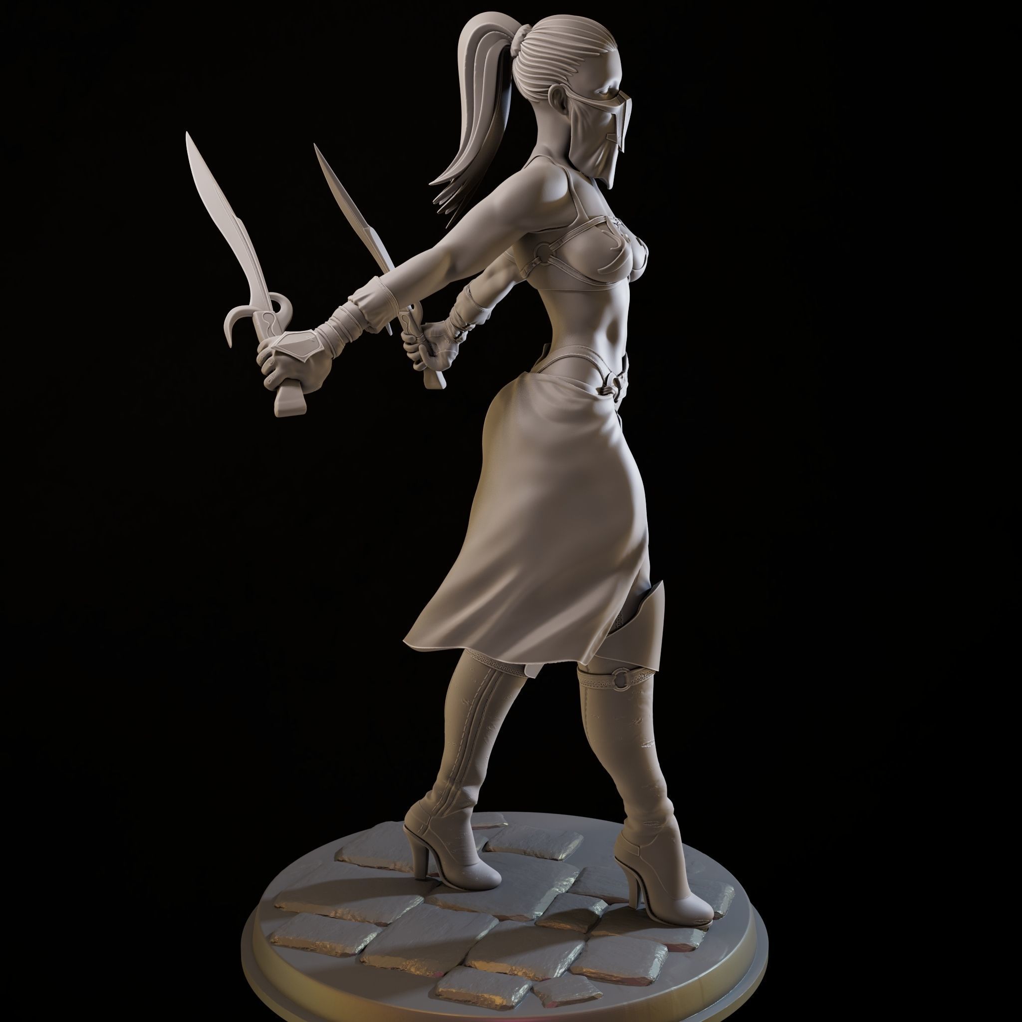 Assasin Girl High Poly for 3d Print 3D print model_16