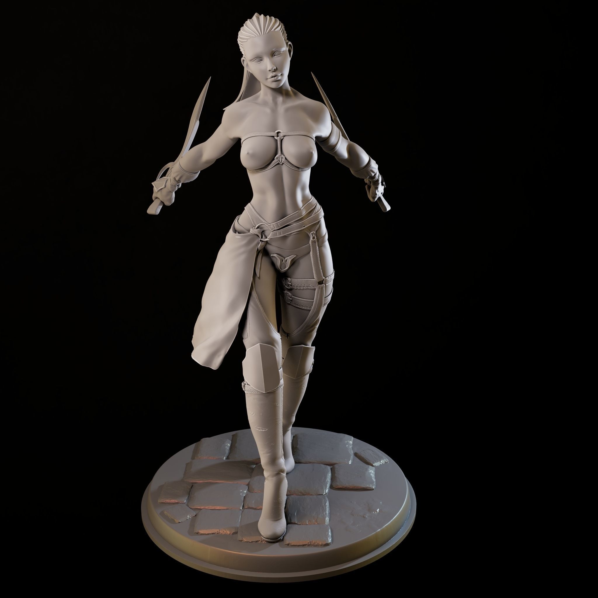 Assasin Girl High Poly for 3d Print 3D print model_4