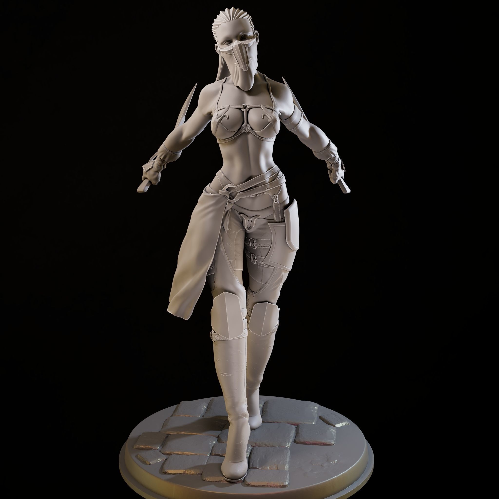 Assasin Girl High Poly for 3d Print 3D print model_5