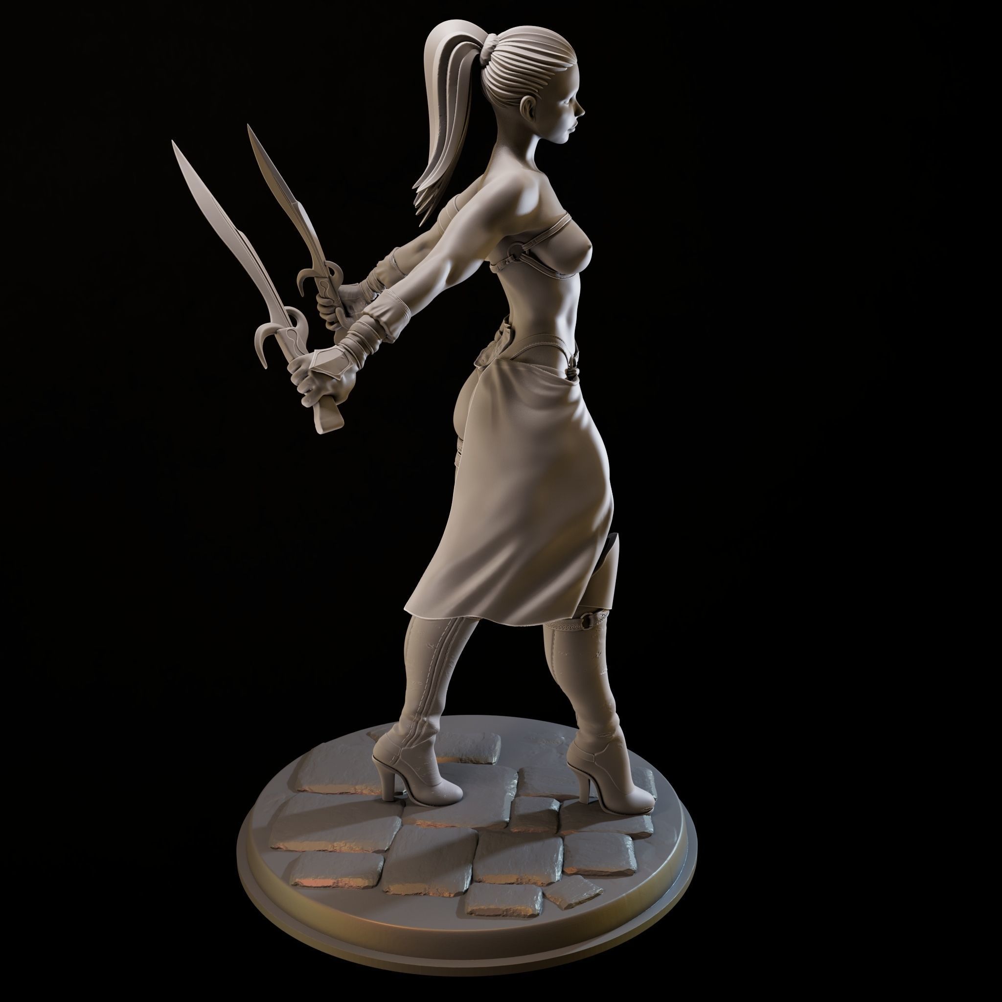 Assasin Girl High Poly for 3d Print 3D print model_15