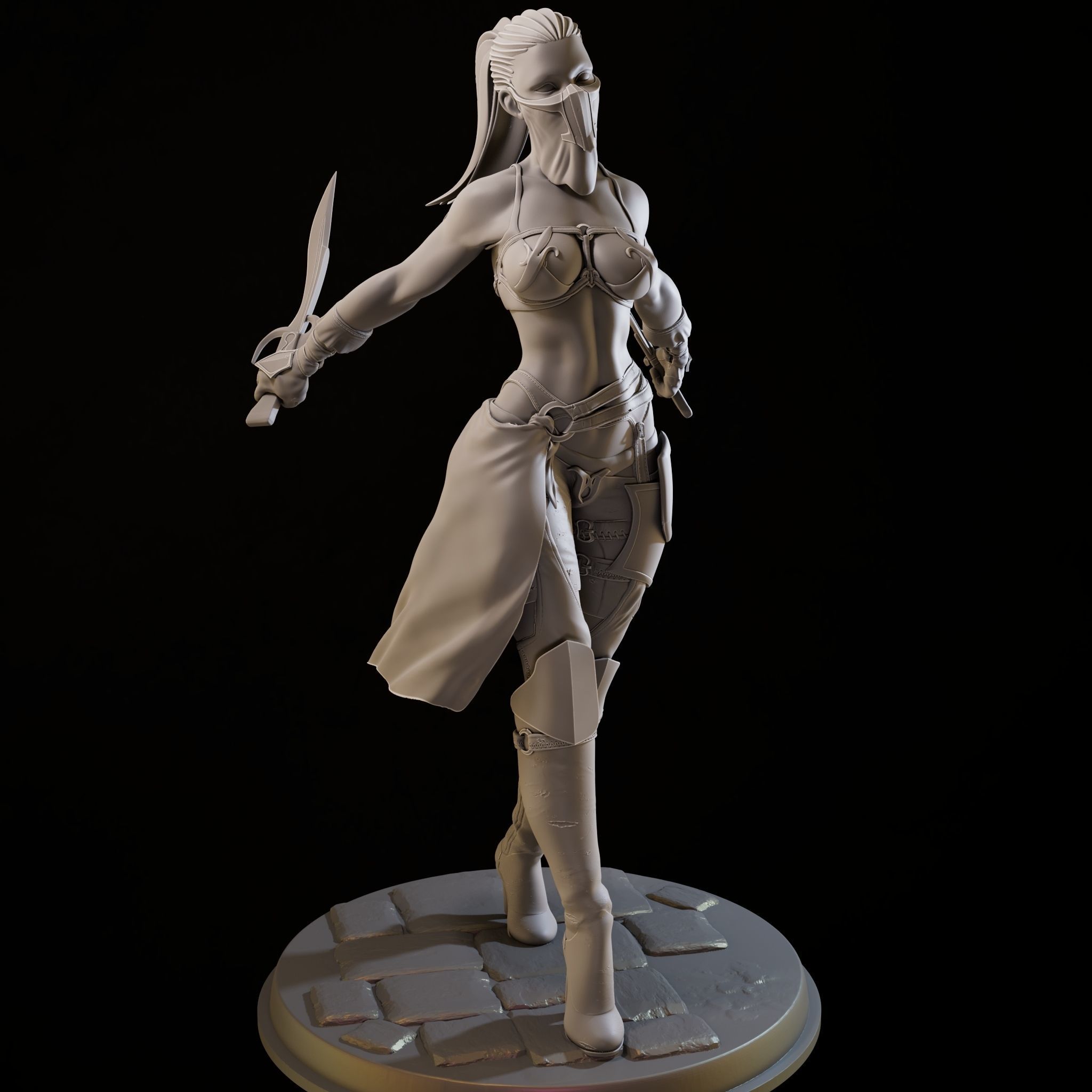 Assasin Girl High Poly for 3d Print 3D print model_20