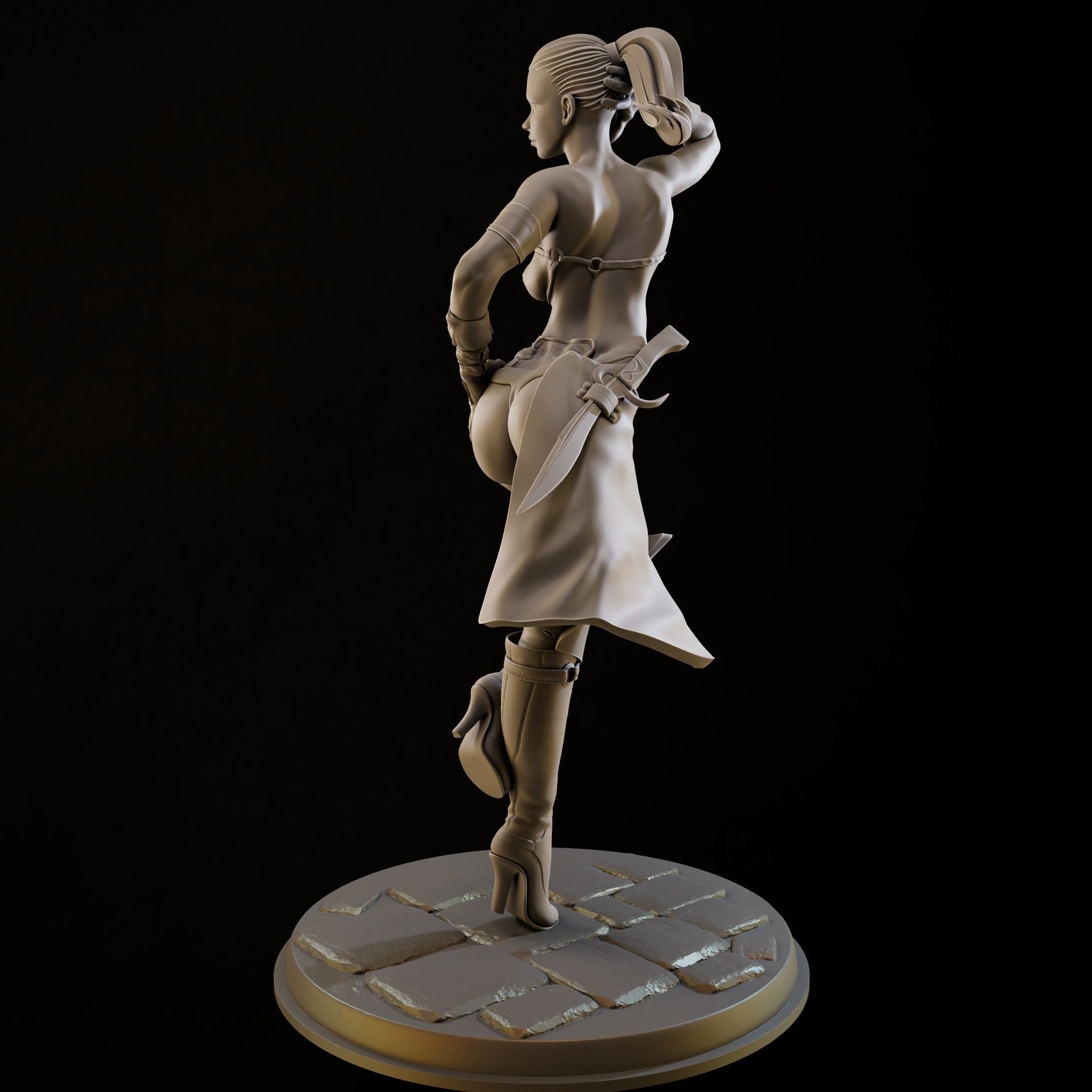 Assasin Girl High Poly for 3d Print 3D print model_13