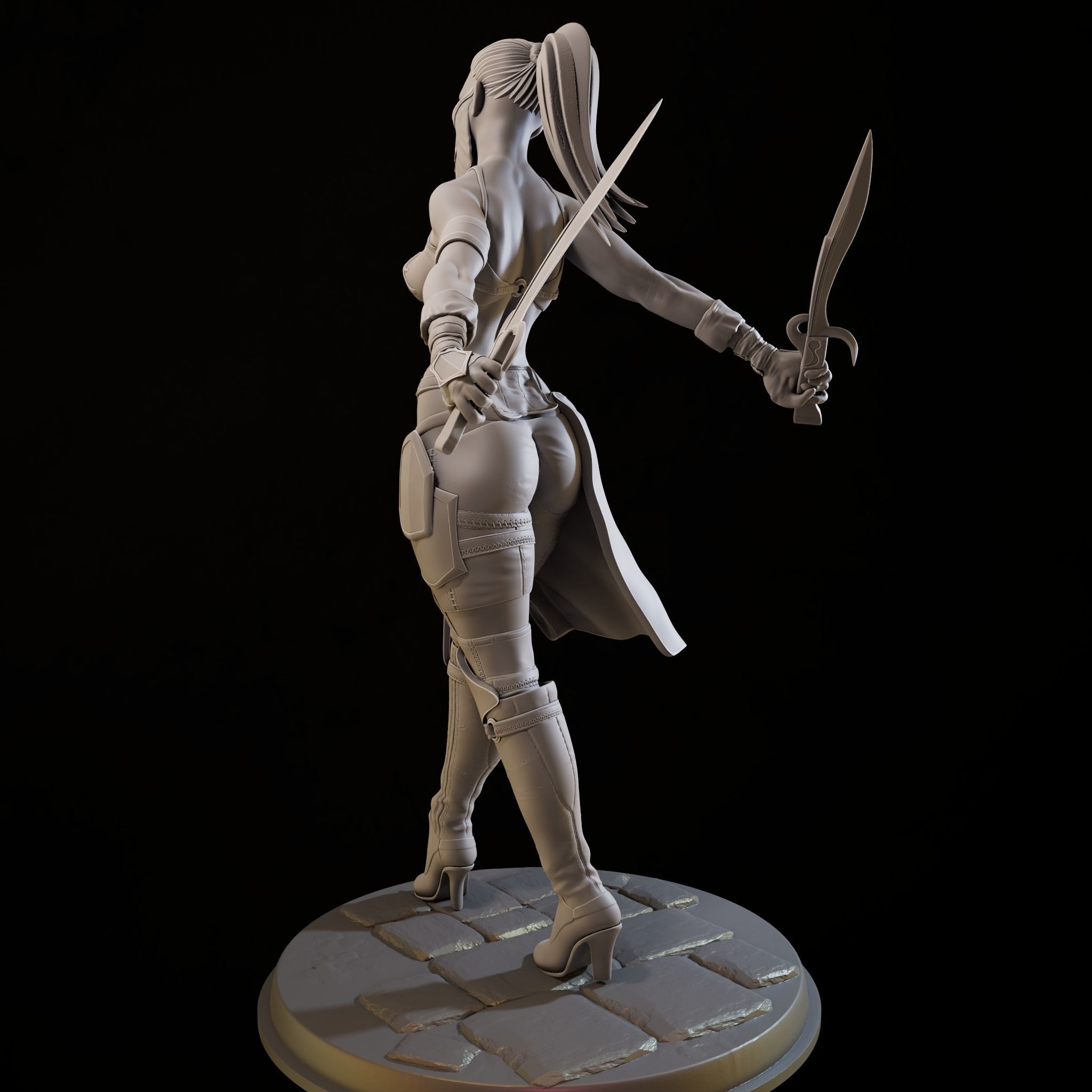 Assasin Girl High Poly for 3d Print 3D print model_12