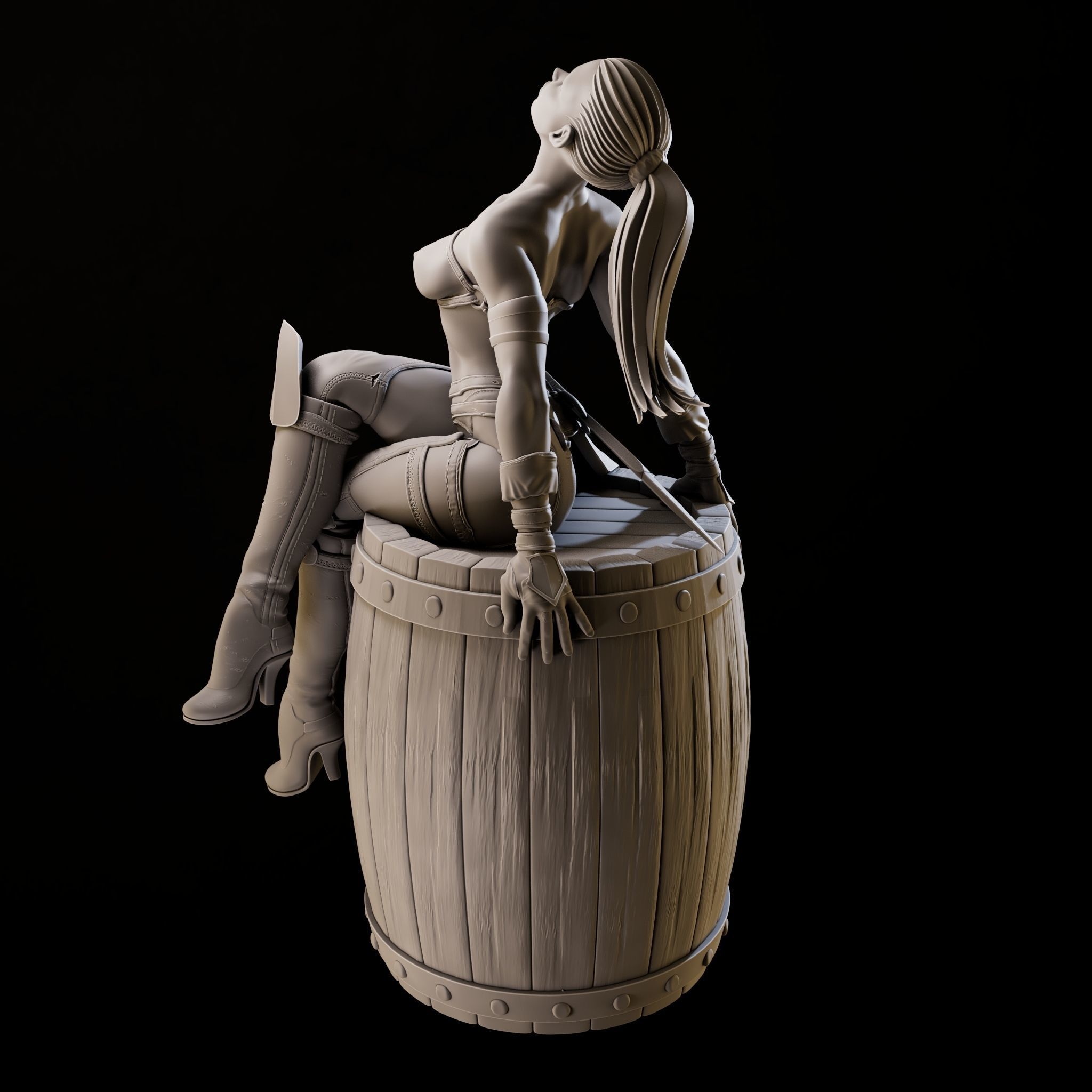 Assasin Girl High Poly for 3d Print 3D print model_7