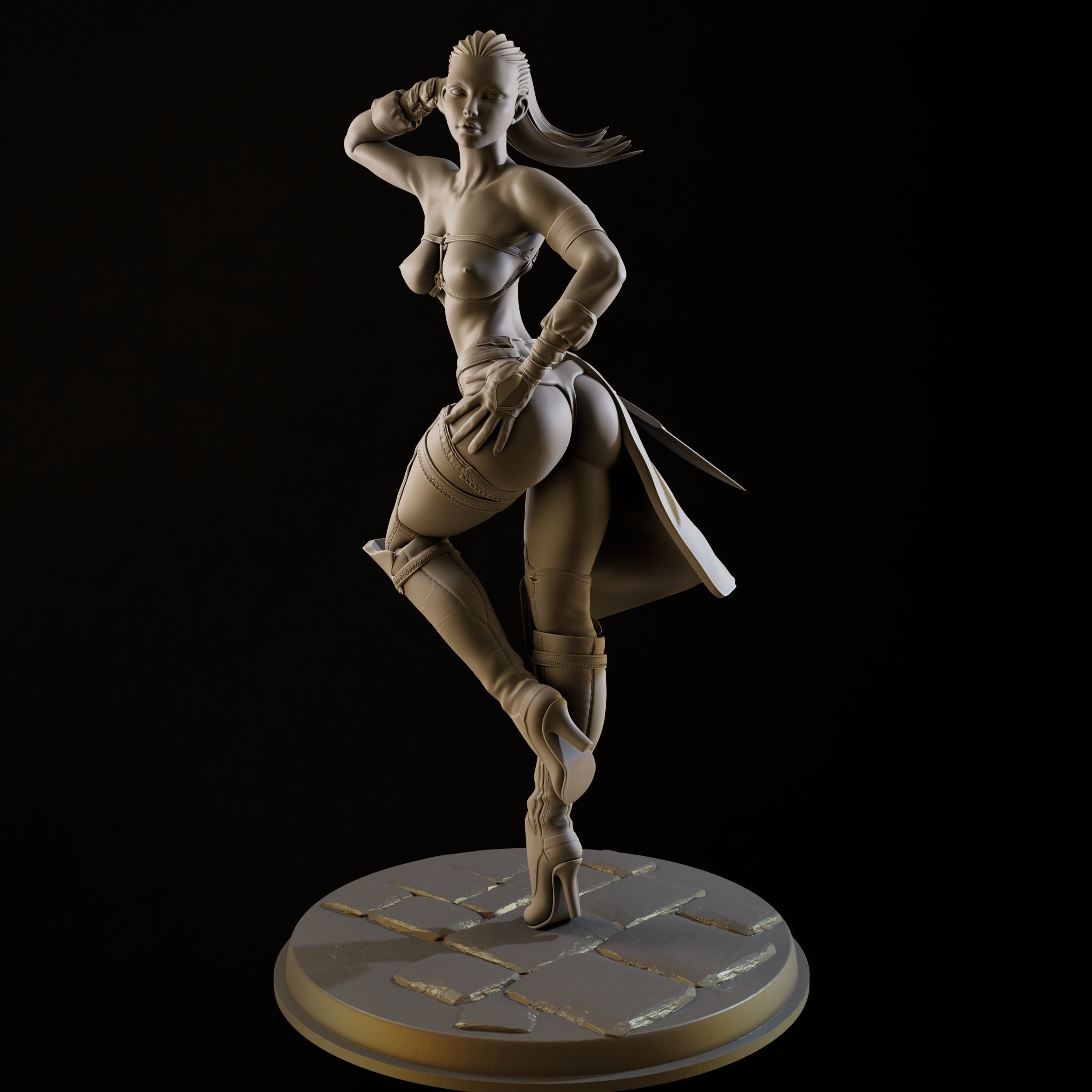 Assasin Girl High Poly for 3d Print 3D print model_9
