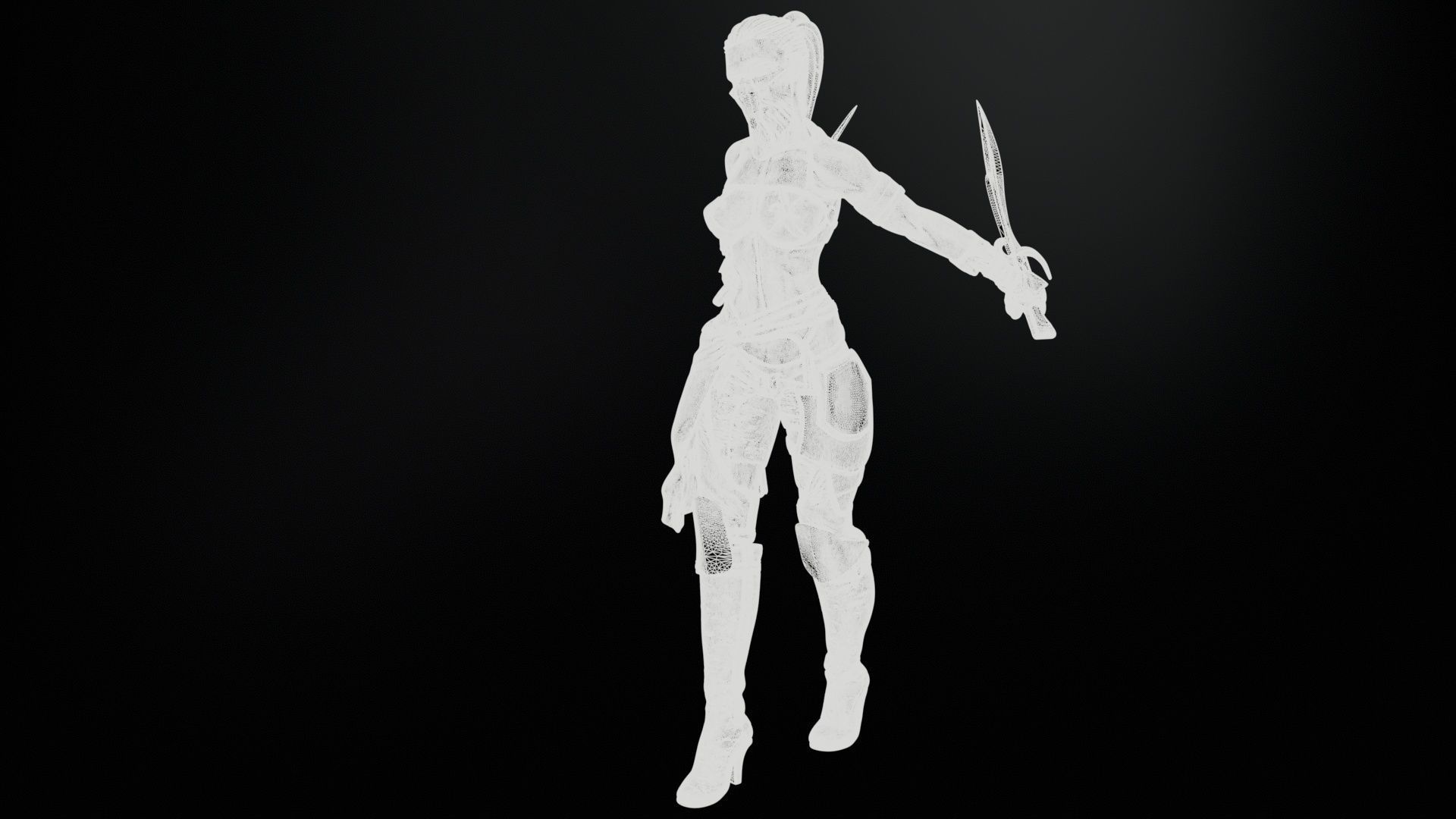Assasin Girl High Poly for 3d Print 3D print model_31