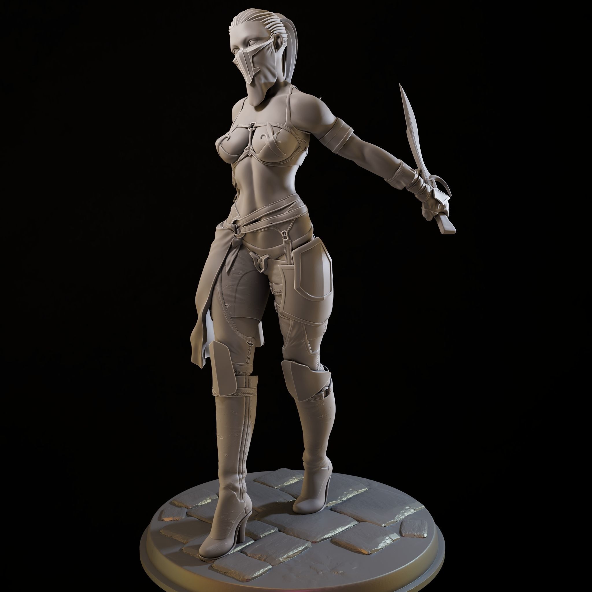 Assasin Girl High Poly for 3d Print 3D print model_2