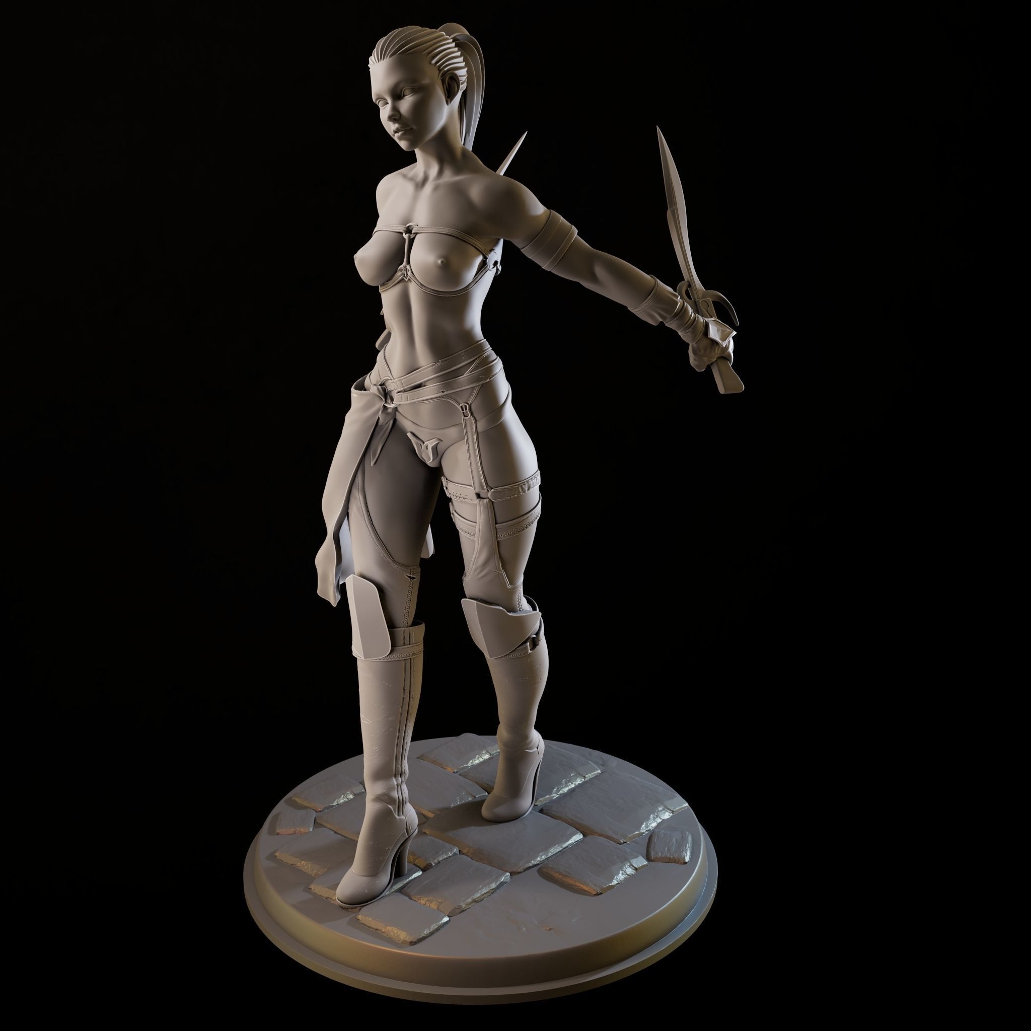Assasin Girl High Poly for 3d Print 3D print model_8