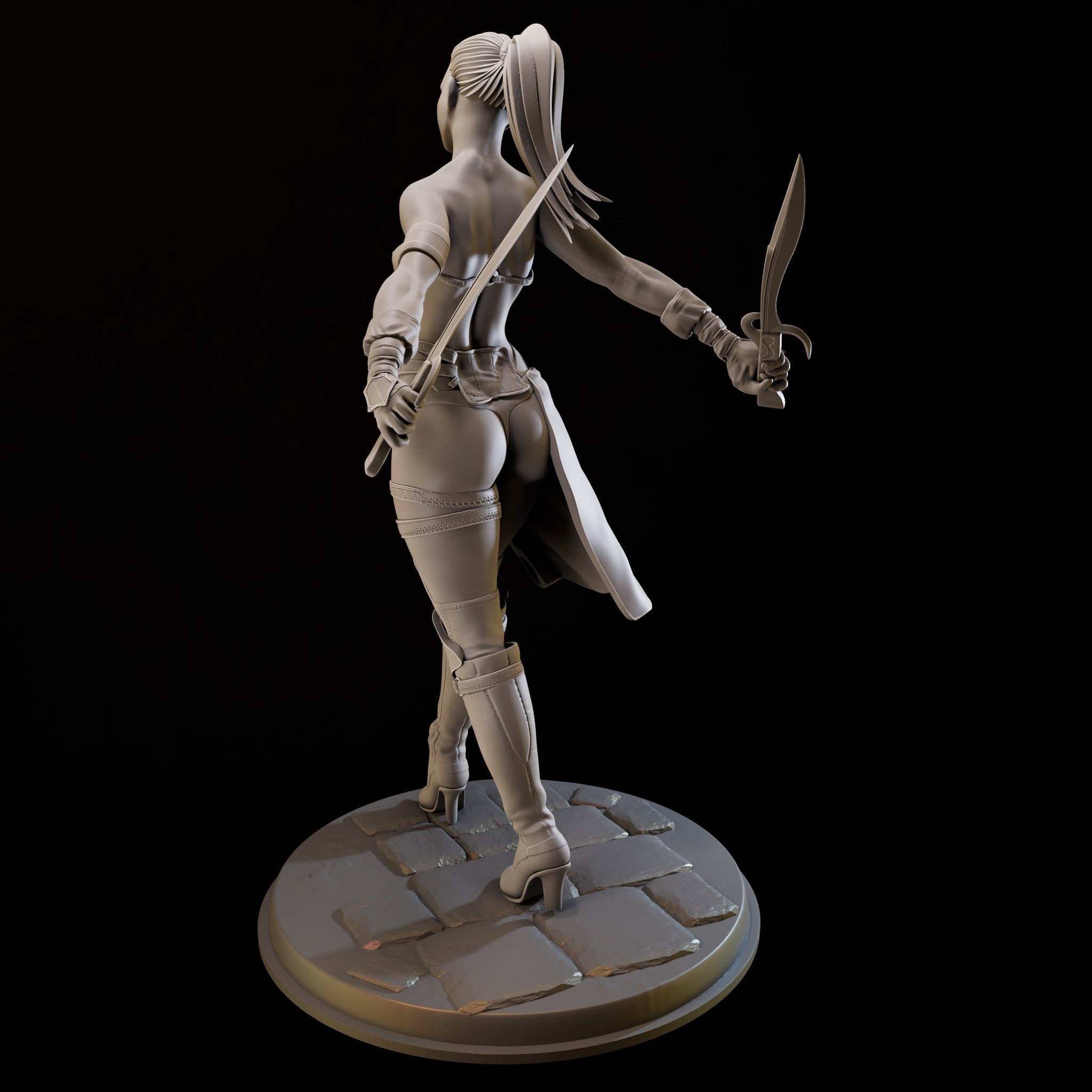 Assasin Girl High Poly for 3d Print 3D print model_11