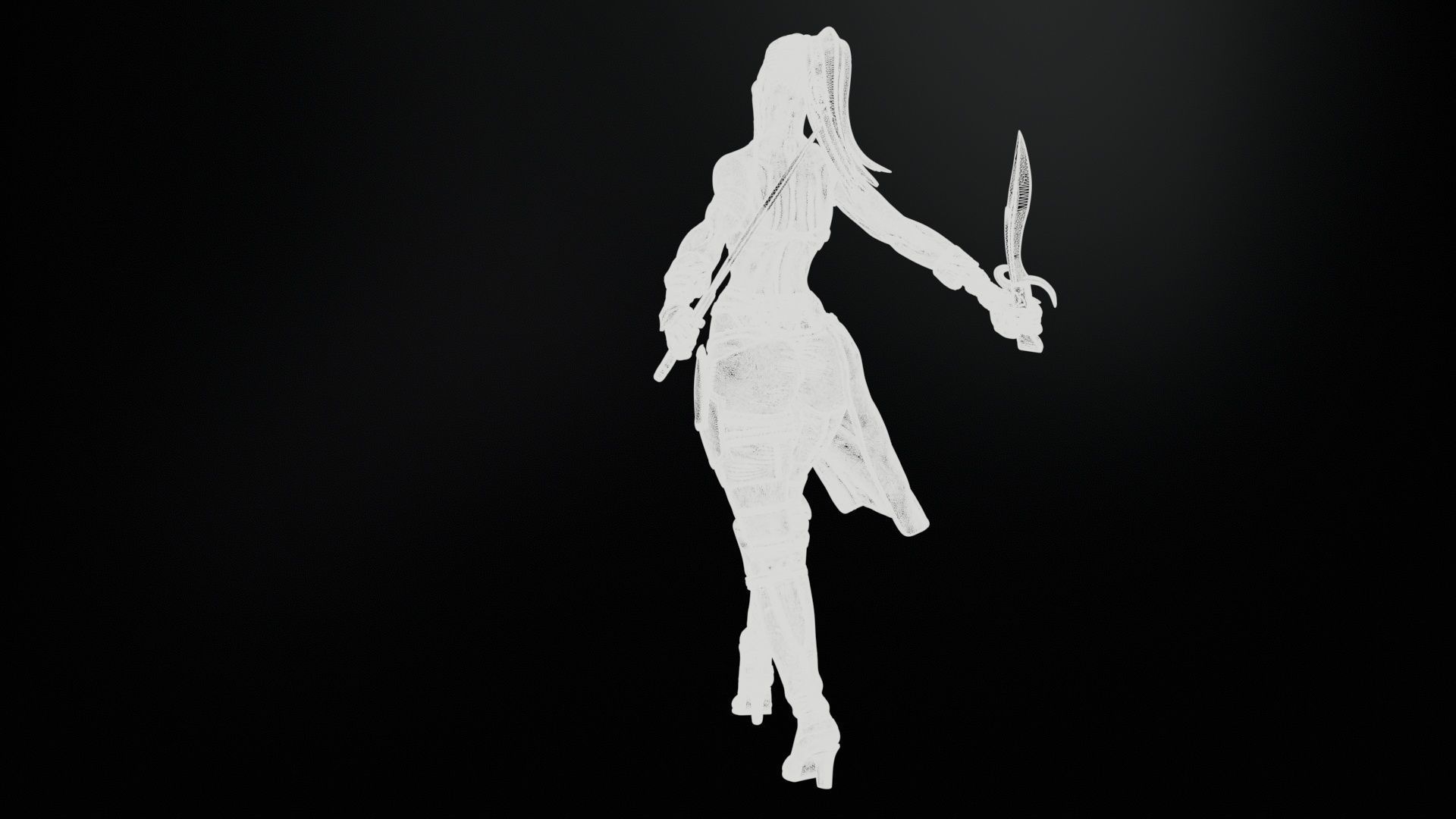 Assasin Girl High Poly for 3d Print 3D print model_30