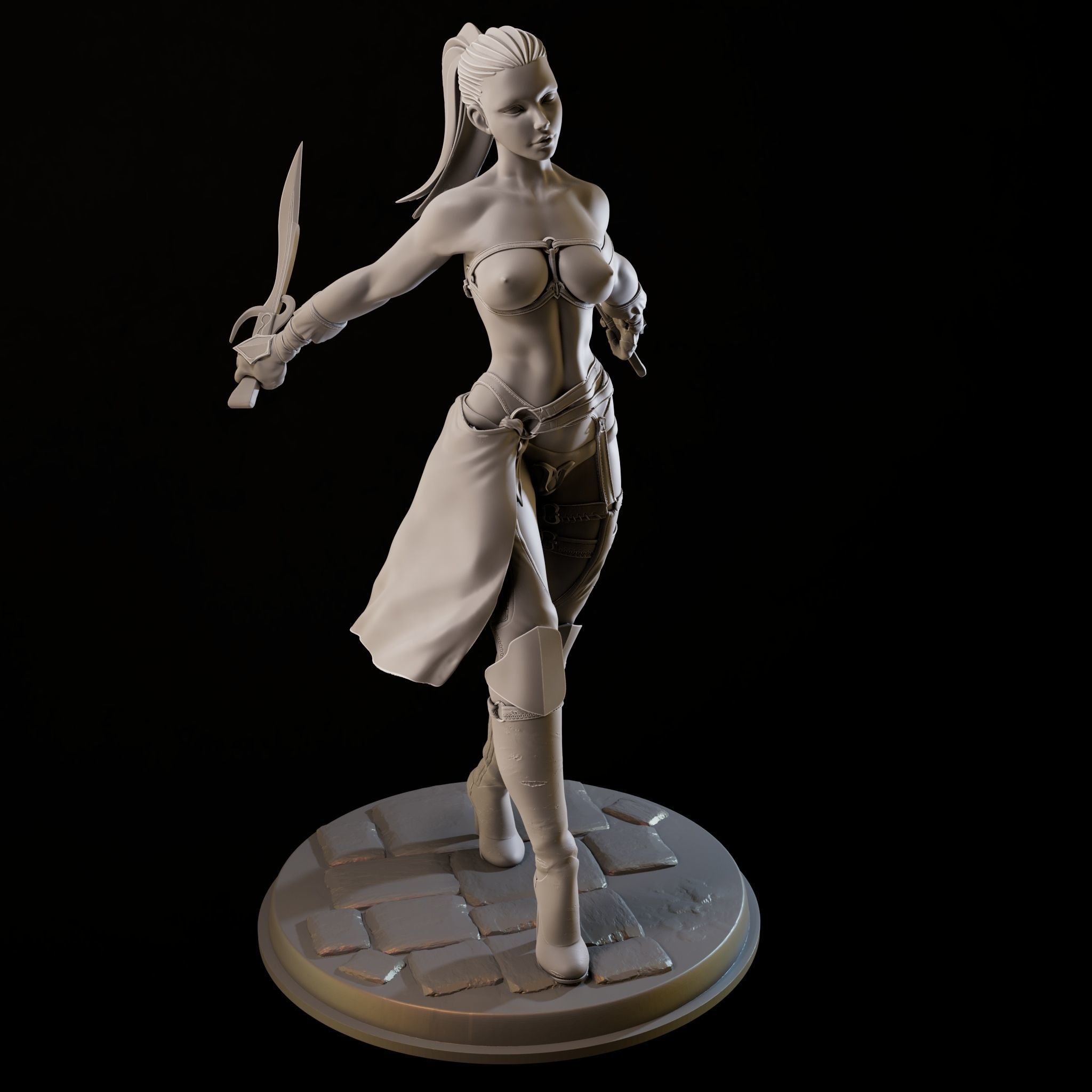 Assasin Girl High Poly for 3d Print 3D print model_19