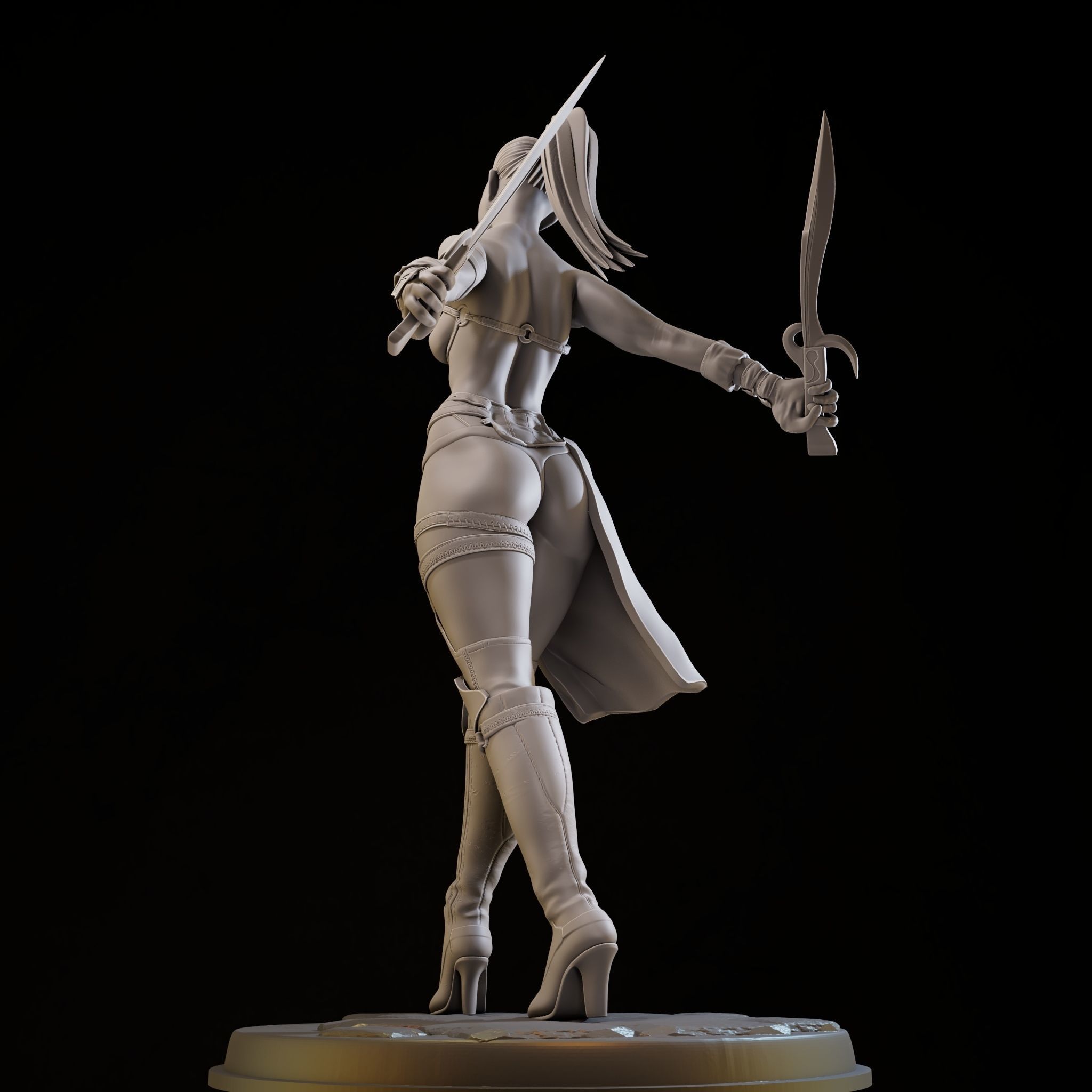 Assasin Girl High Poly for 3d Print 3D print model_25
