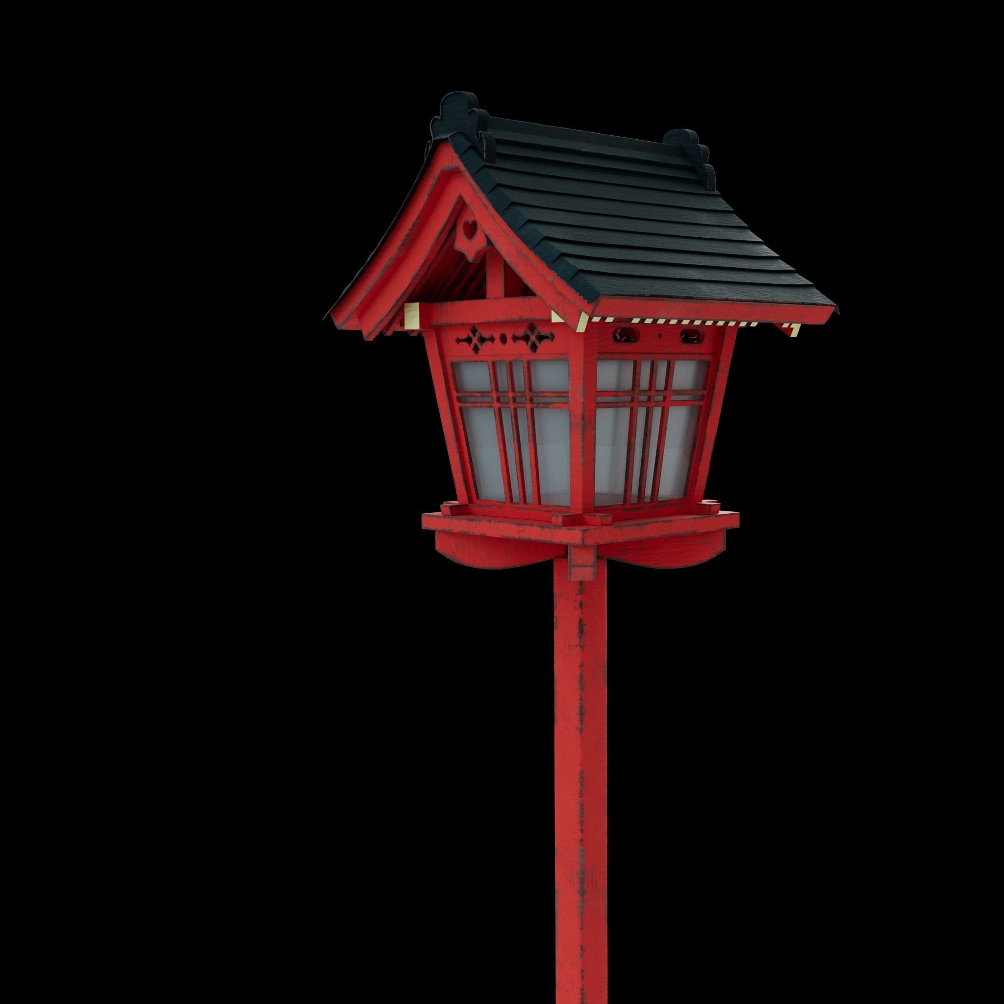 Japanese Pole lamp Low-poly 3D model_1