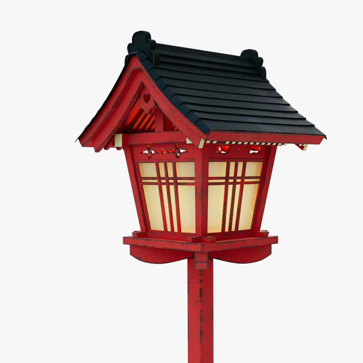 Japanese Pole lamp Low-poly 3D model_0