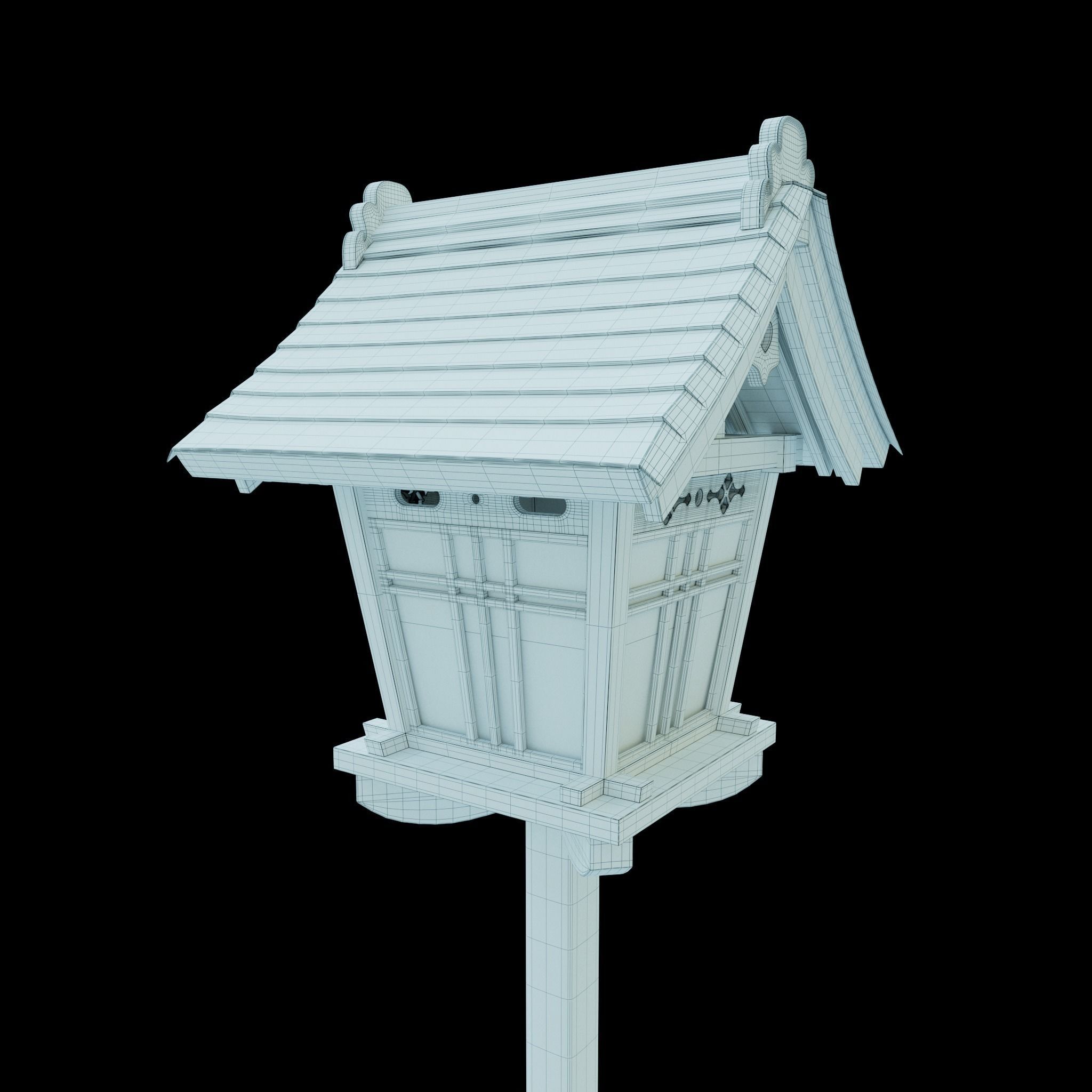 Japanese Pole lamp Low-poly 3D model_7