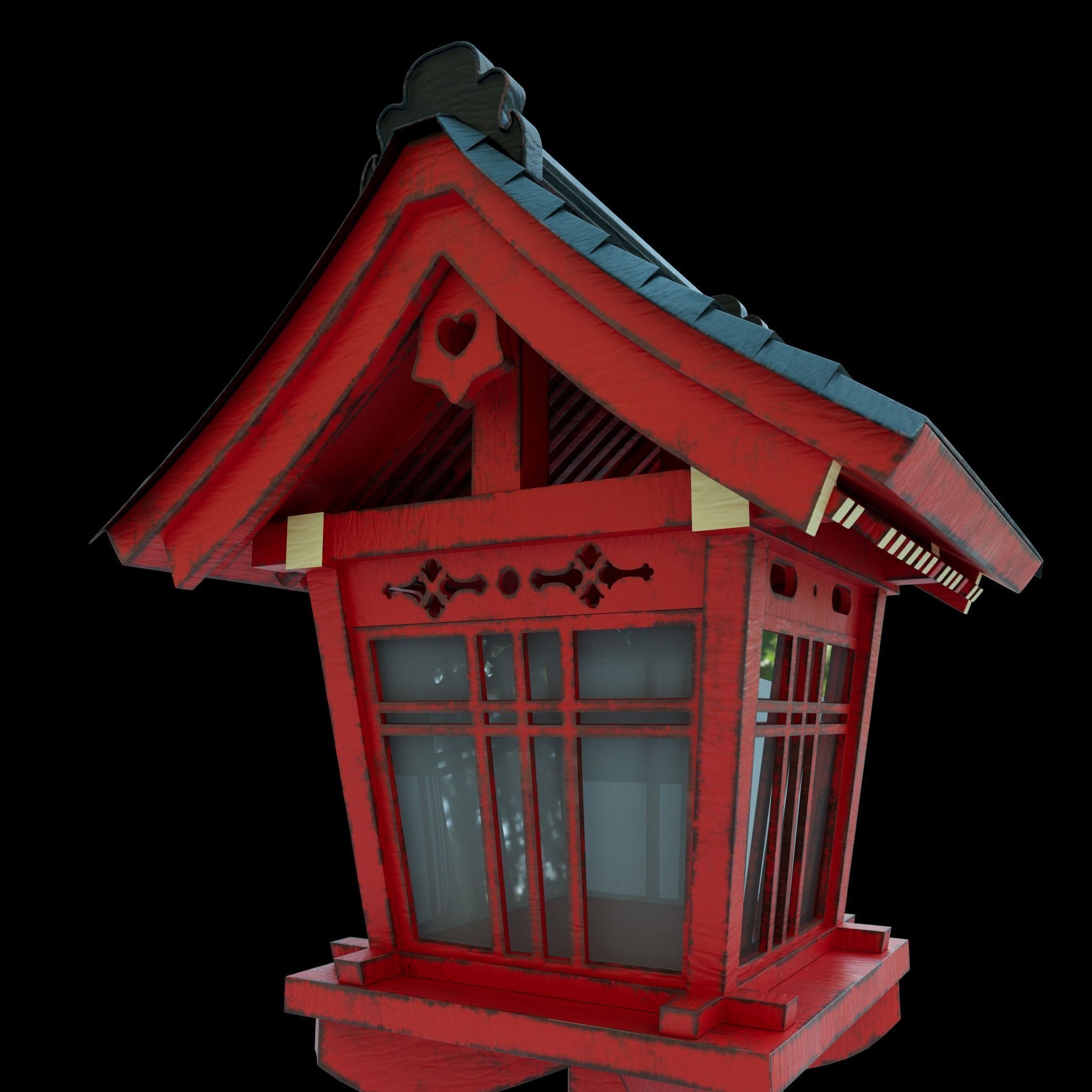 Japanese Pole lamp Low-poly 3D model_5