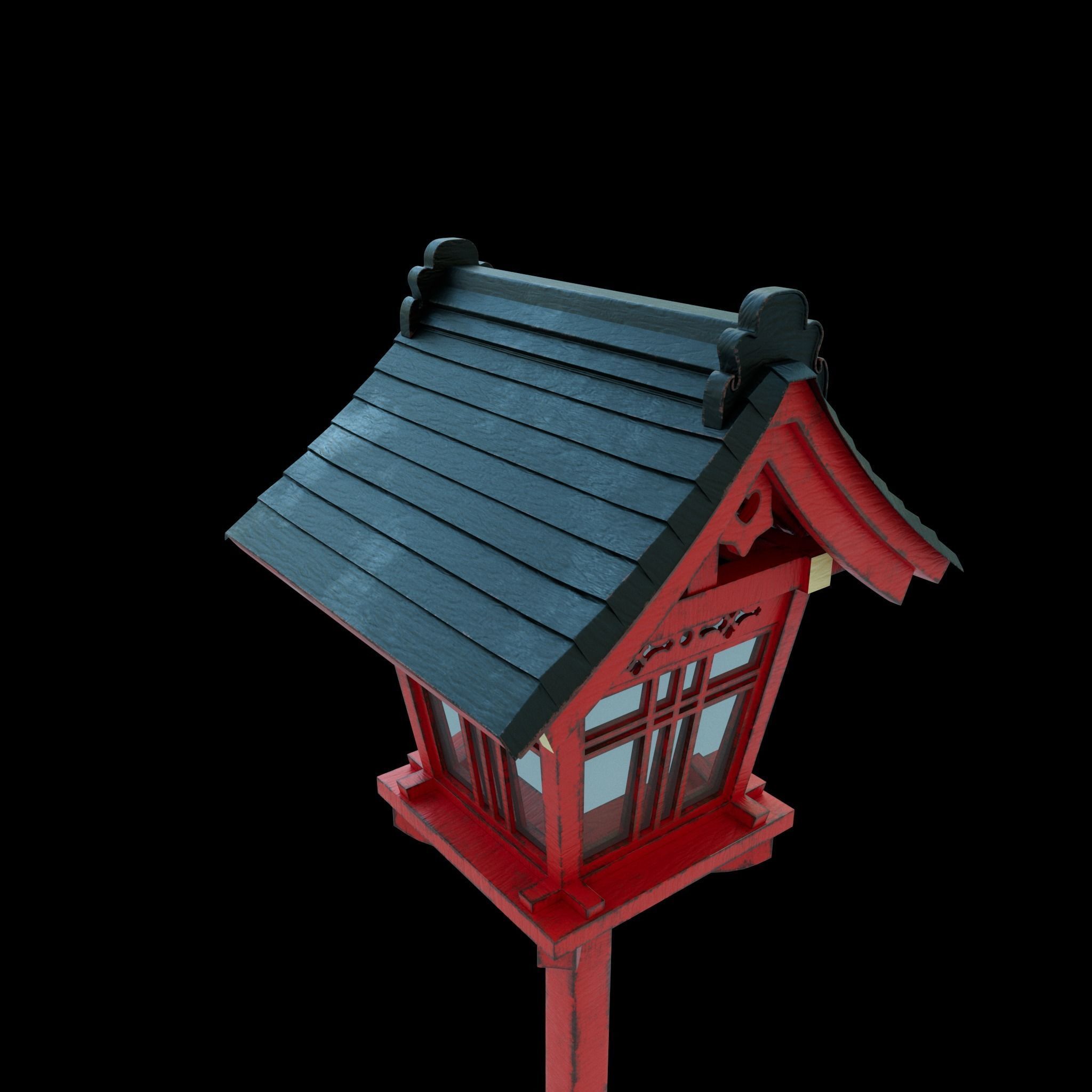 Japanese Pole lamp Low-poly 3D model_6
