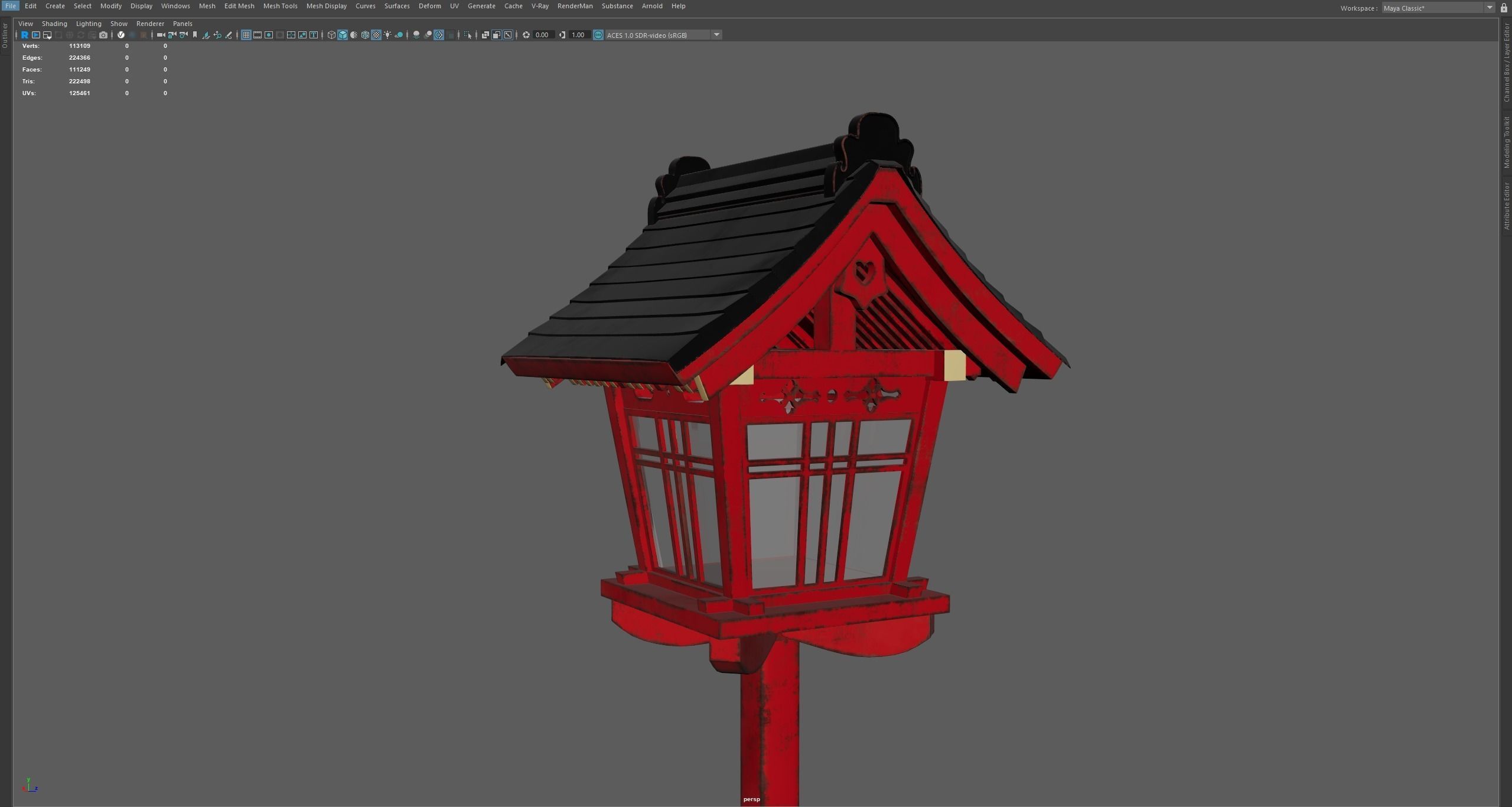 Japanese Pole lamp Low-poly 3D model_9