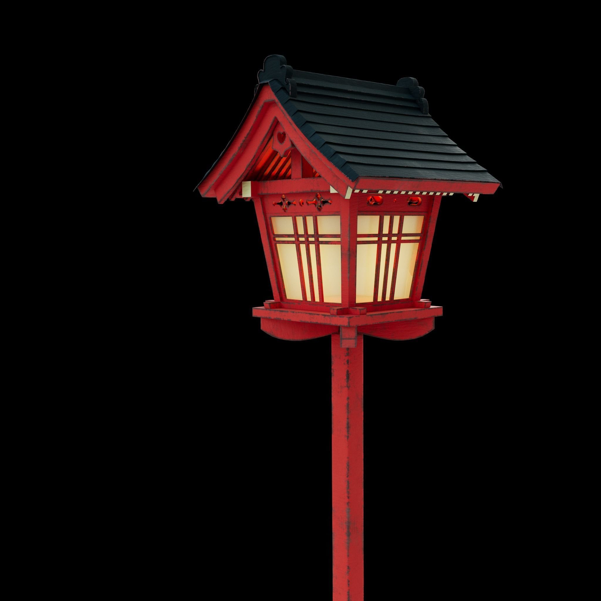 Japanese Pole lamp Low-poly 3D model_2