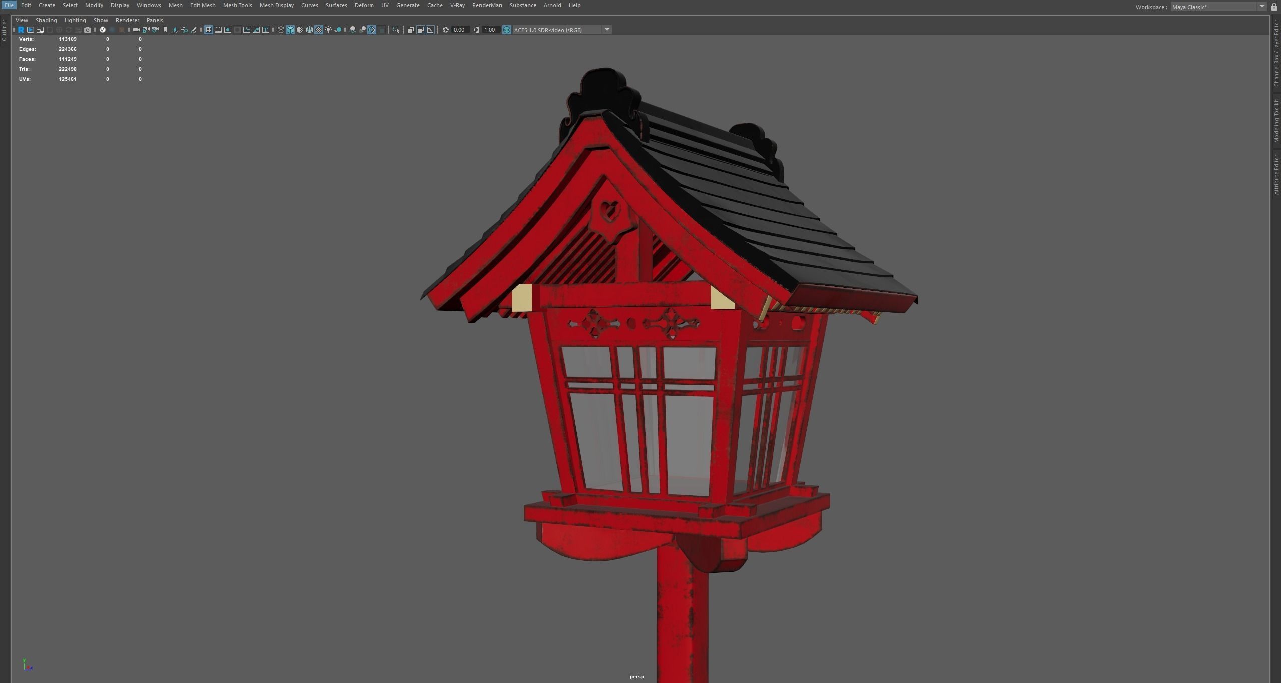 Japanese Pole lamp Low-poly 3D model_10