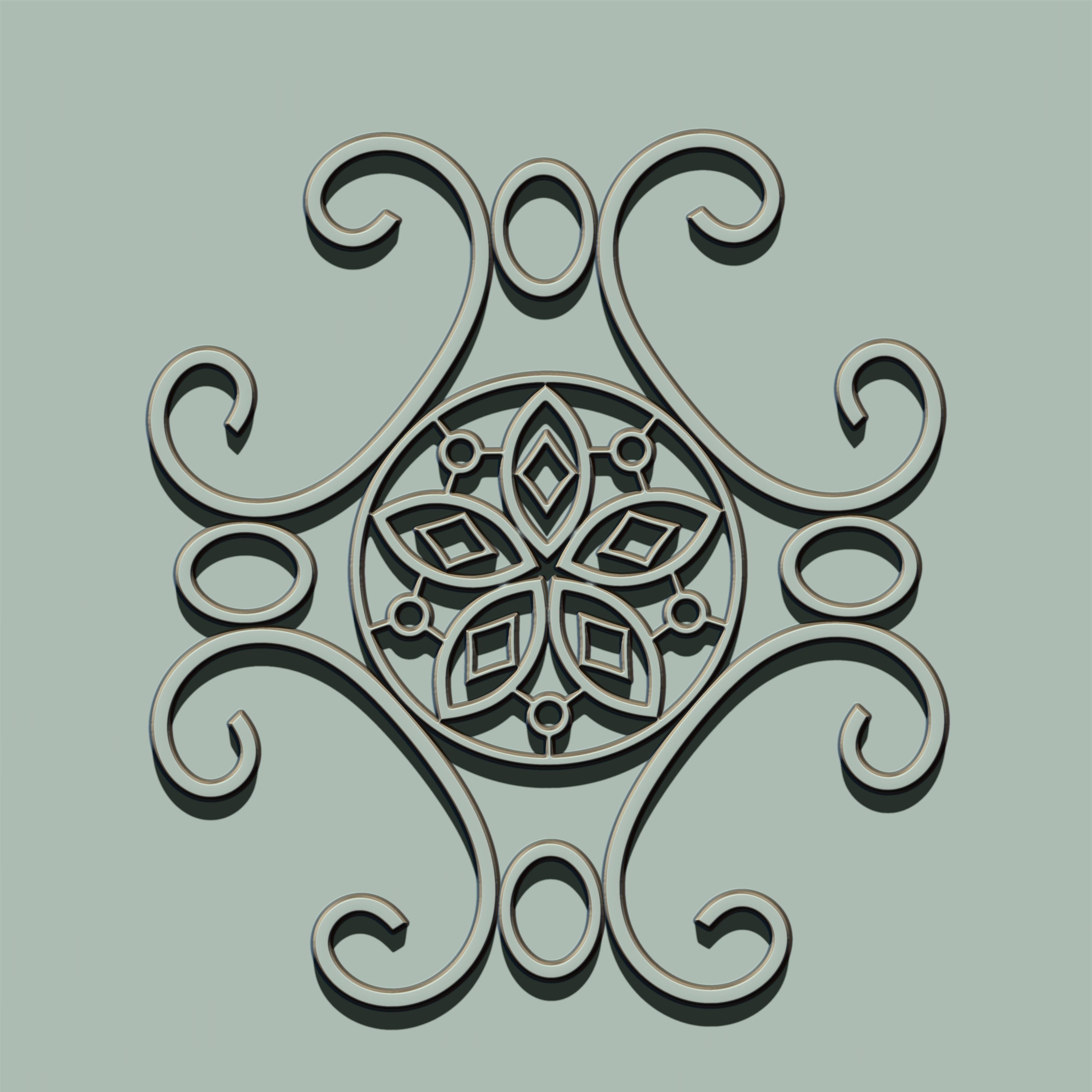 Grill Ornament IMM and VDM Brush for Zbrush Vol 2 Low-poly 3D model_6