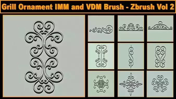 Grill Ornament IMM and VDM Brush for Zbrush Vol 2