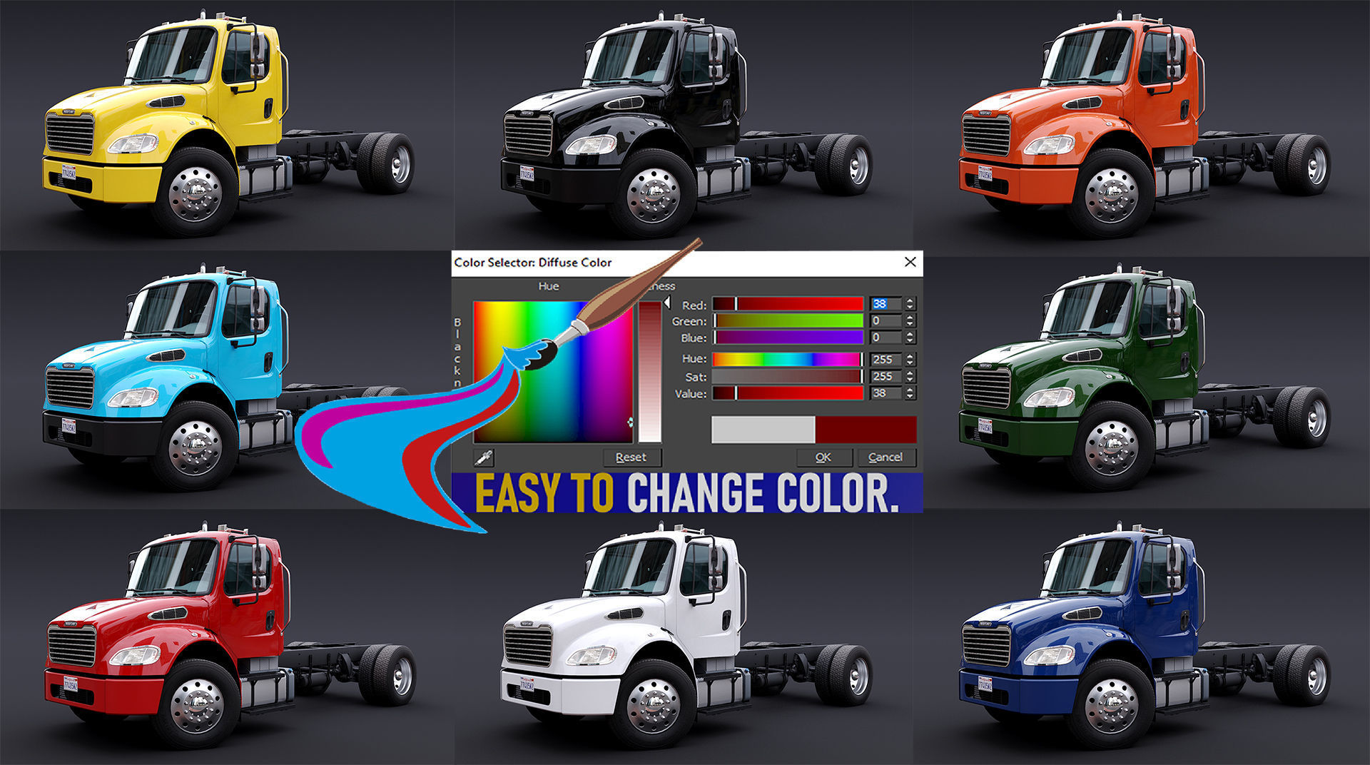 Freightliner M2 106 Day Cab truck Low-poly 3D model_30