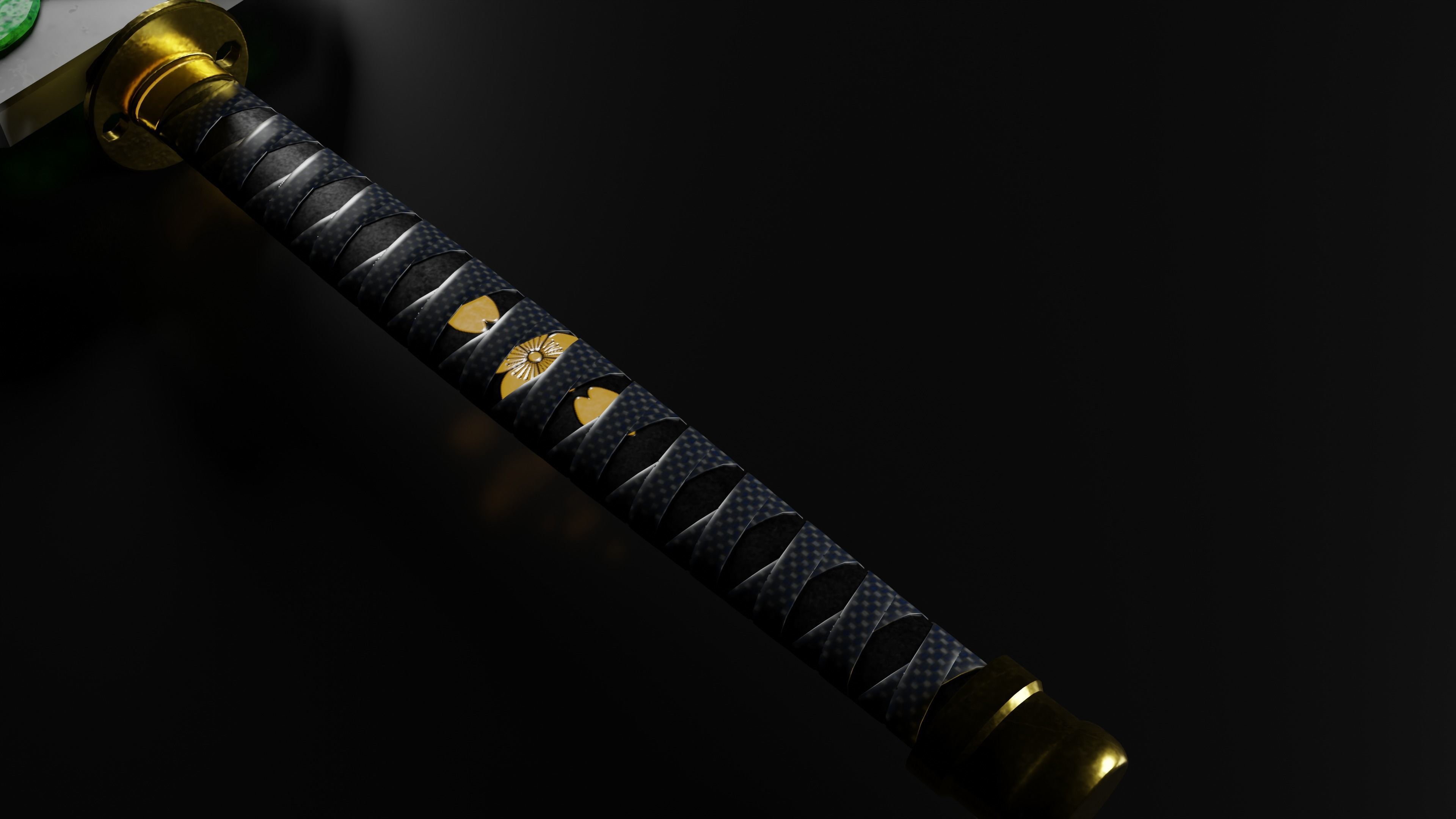 Styled Damascus Katana - Low Poly Game Ready Low-poly 3D model_5