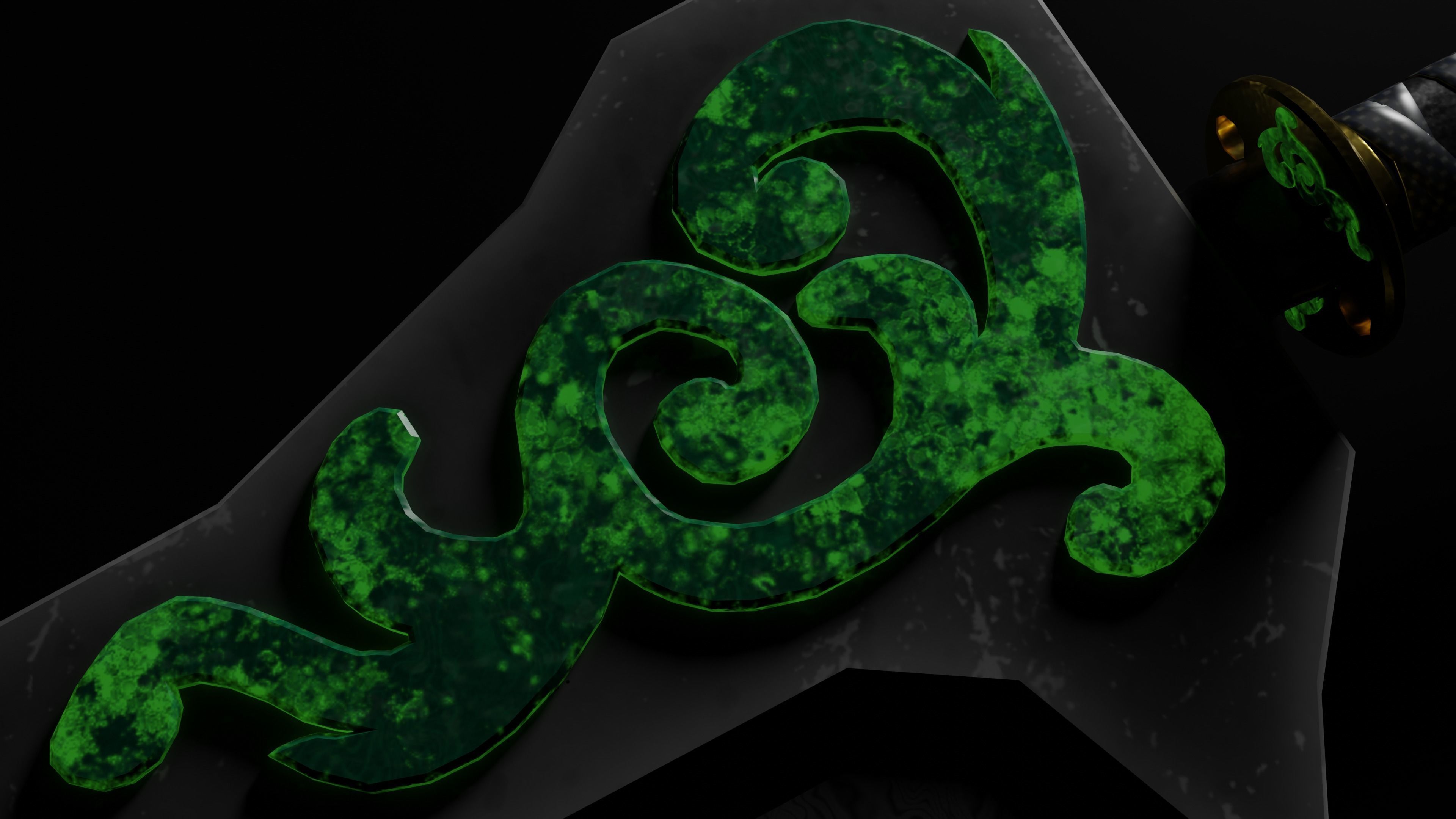 Styled Damascus Katana - Low Poly Game Ready Low-poly 3D model_4