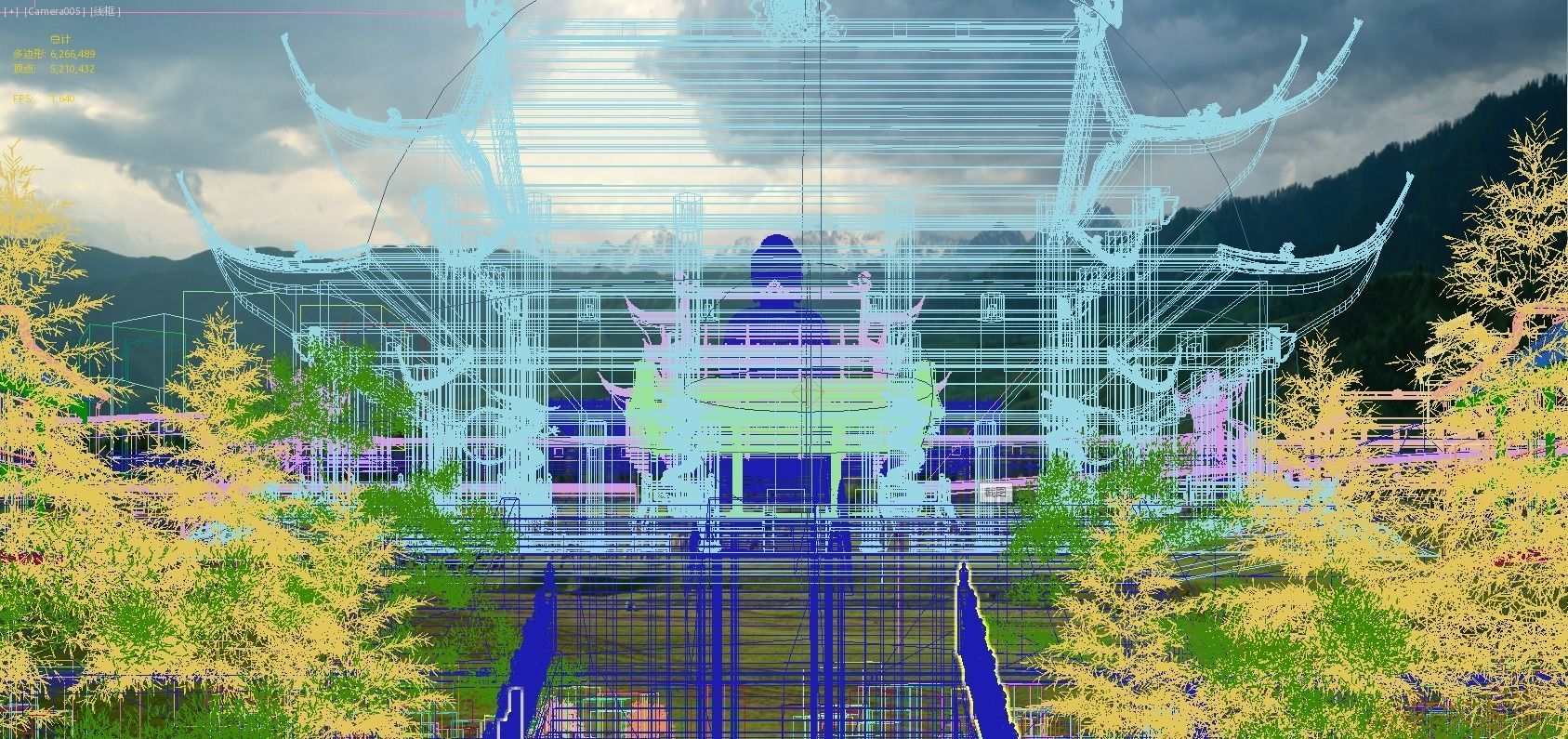 China temples church Historical sites palace Tang dynasty 3D model_1