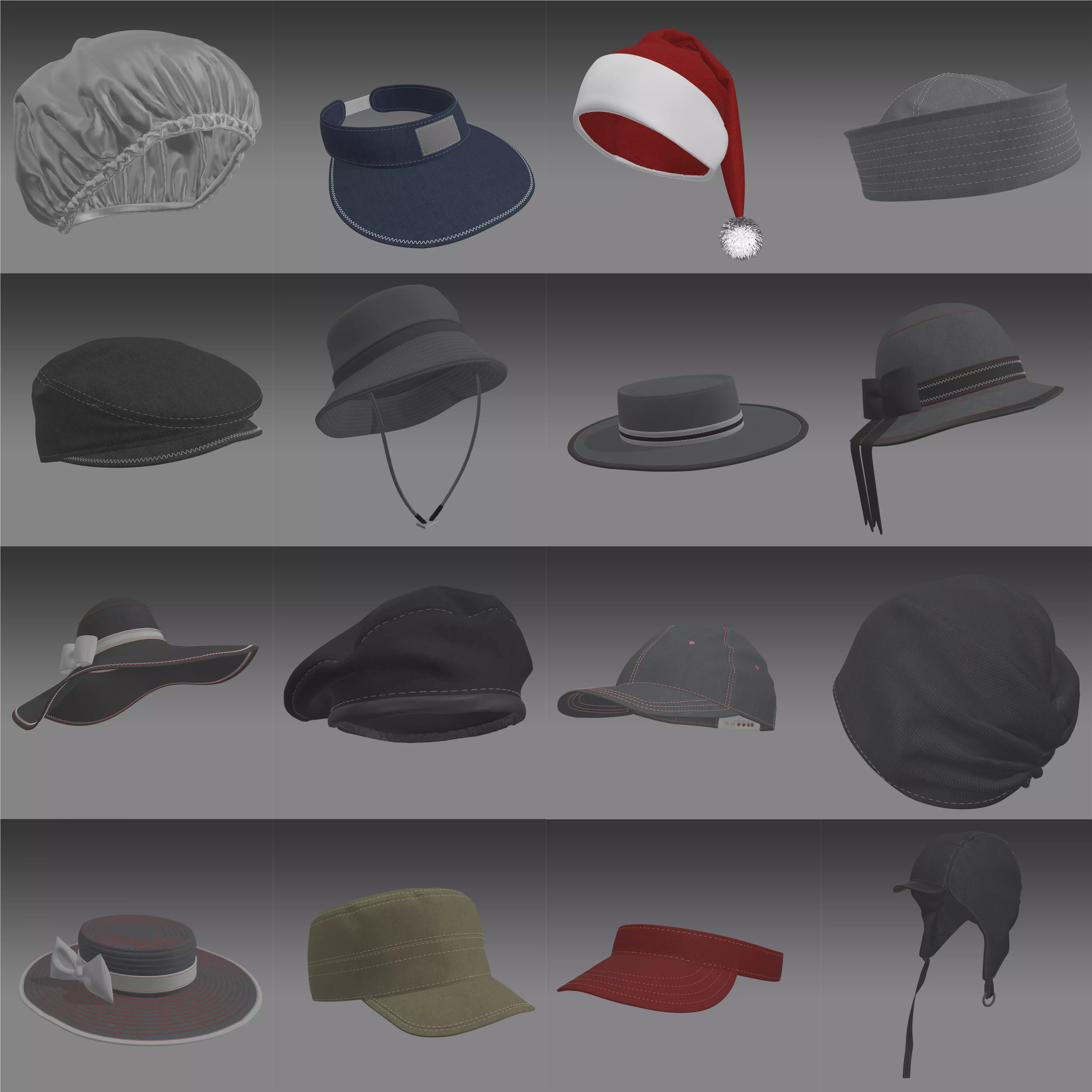 30 Hats models collection detailed 3d models 3D model_0