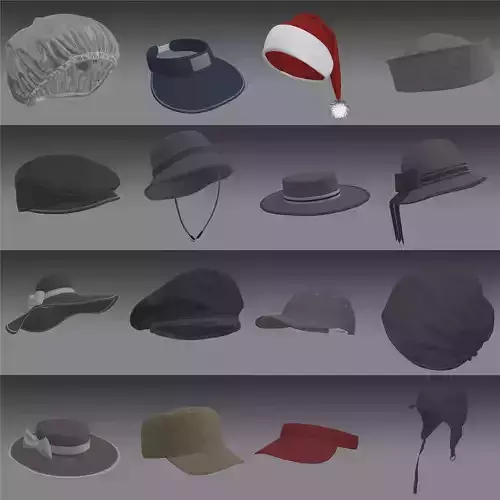 30 Hats models collection detailed 3d models 3D model