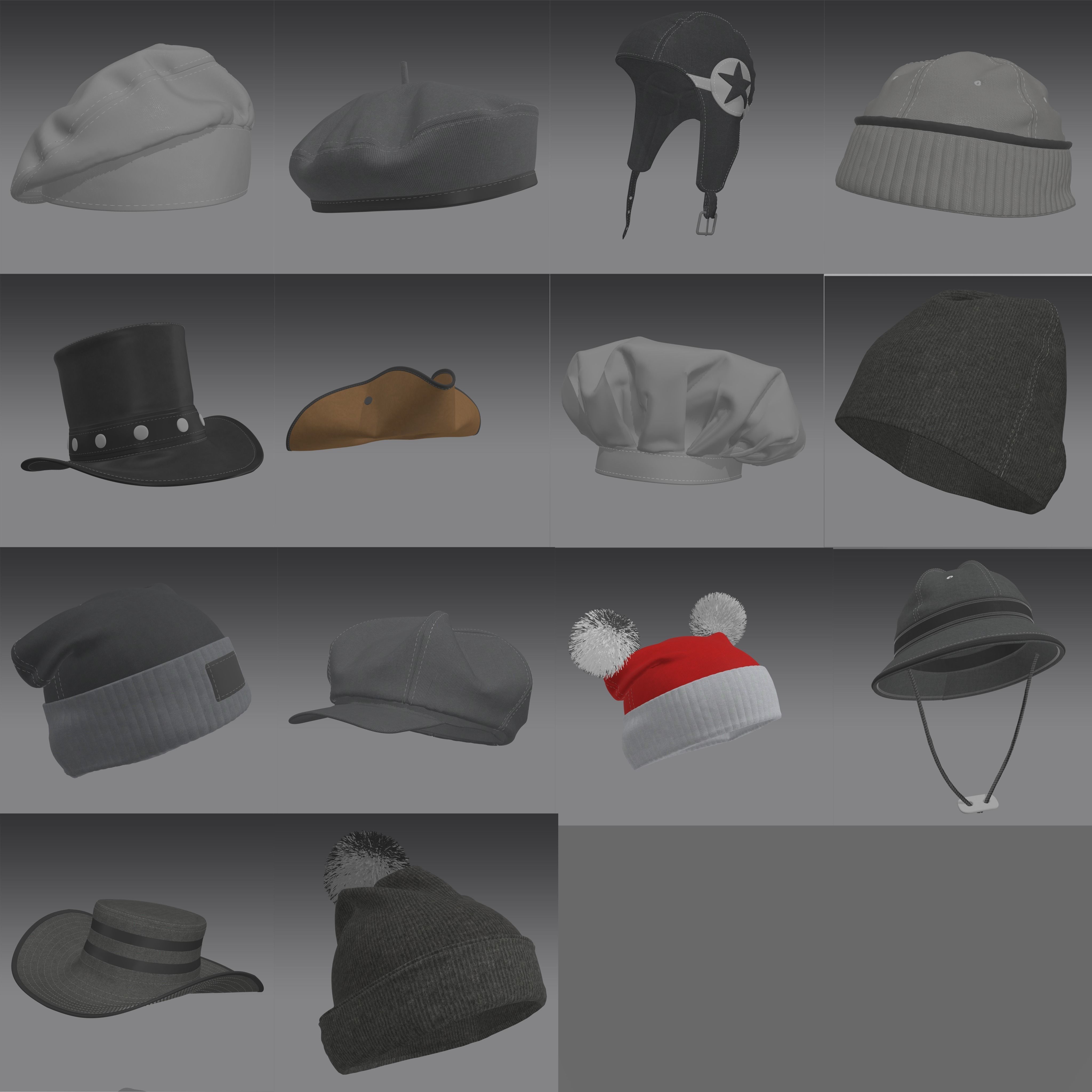 30 Hats models collection detailed 3d models 3D model_1