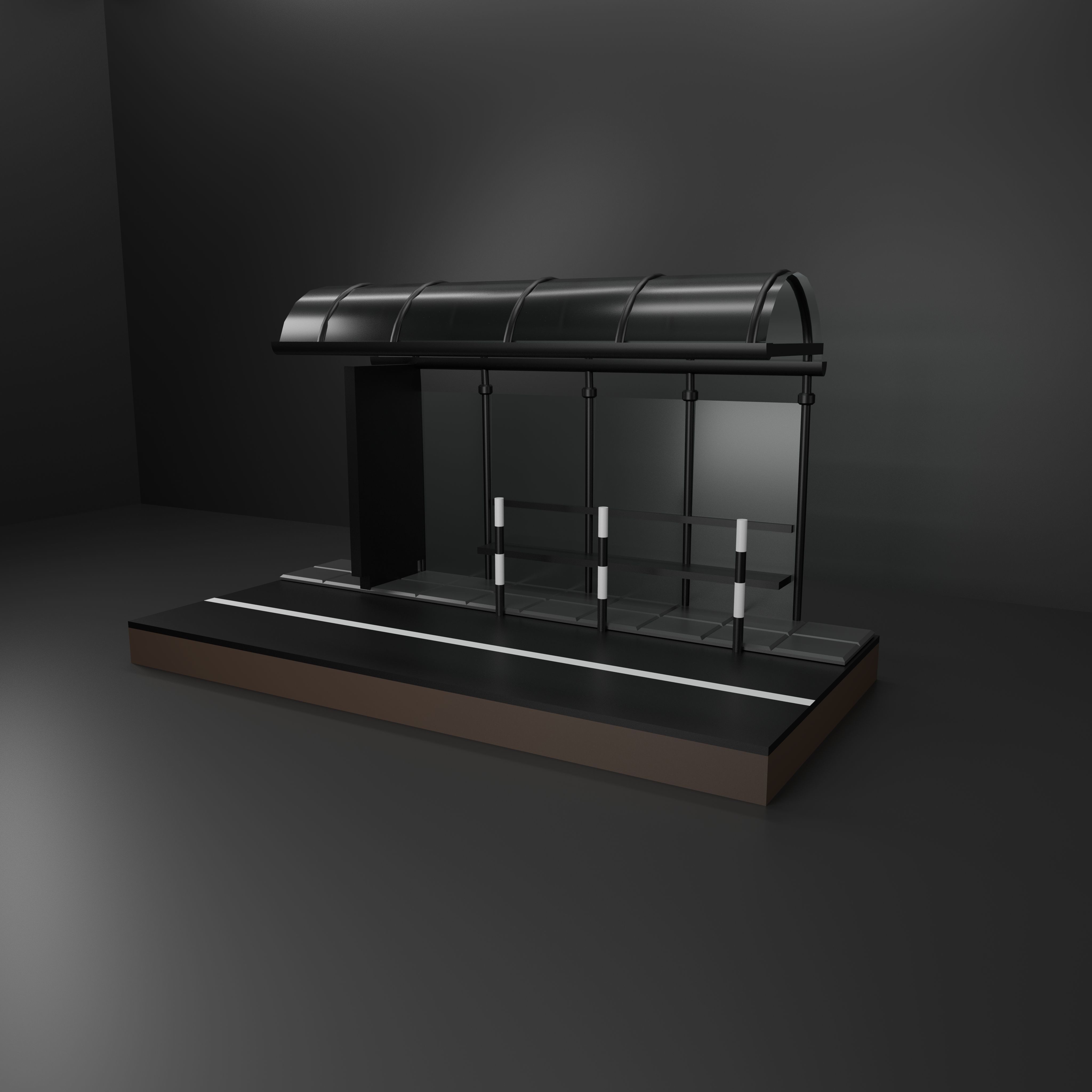 bus stop Low-poly 3D model_3